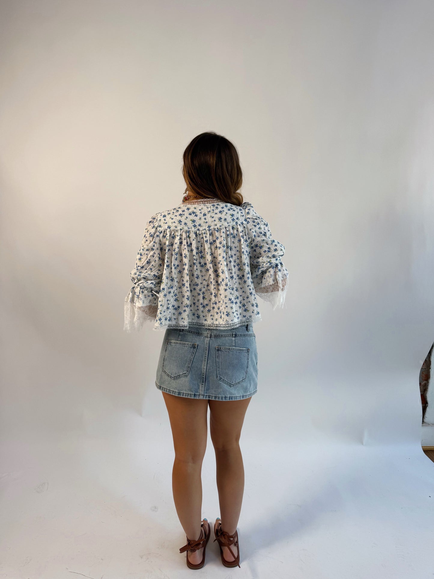 Ditsy Half Puff Sleeve Floral Blouse