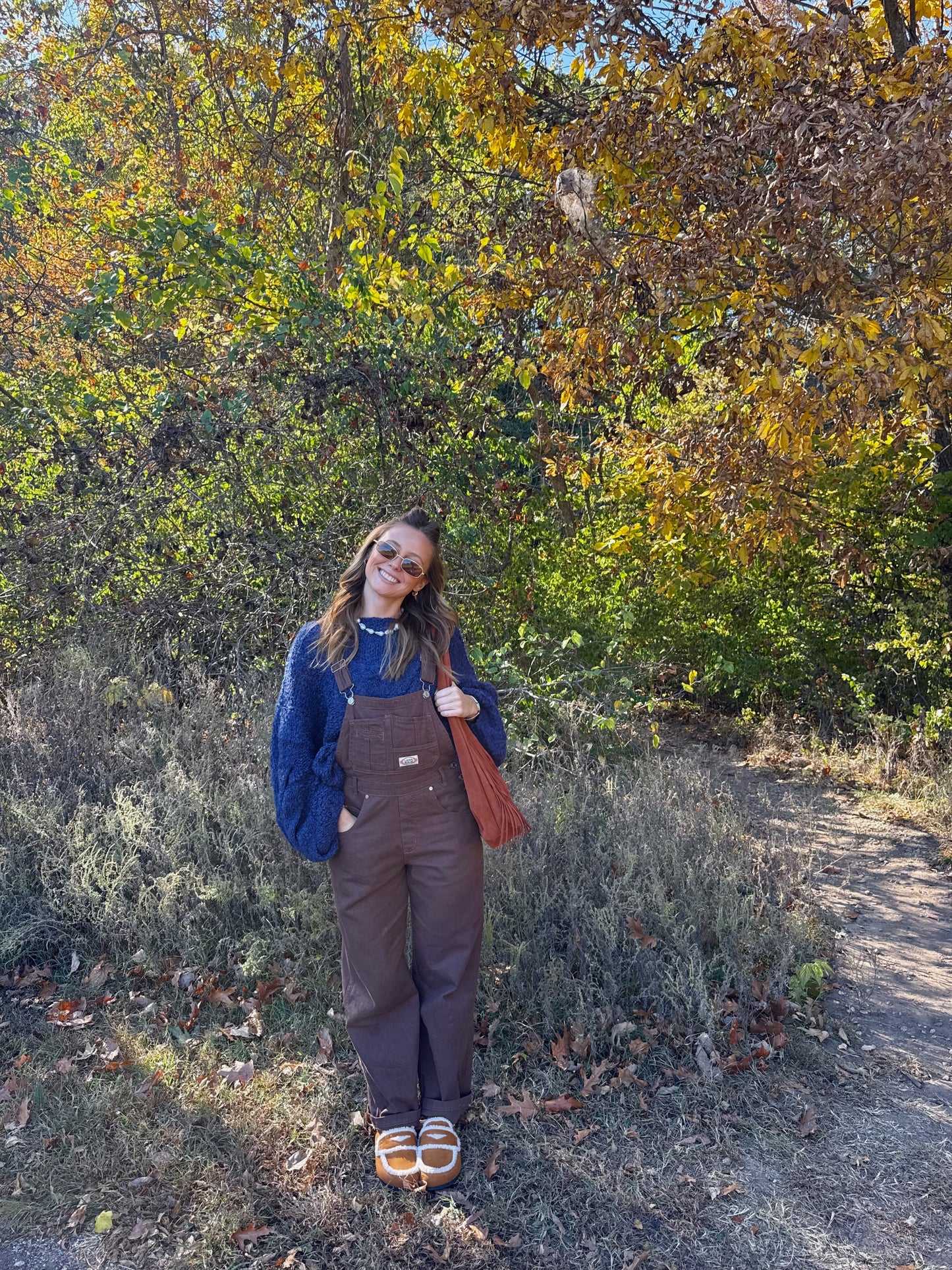 Brown Retro Denim Overalls