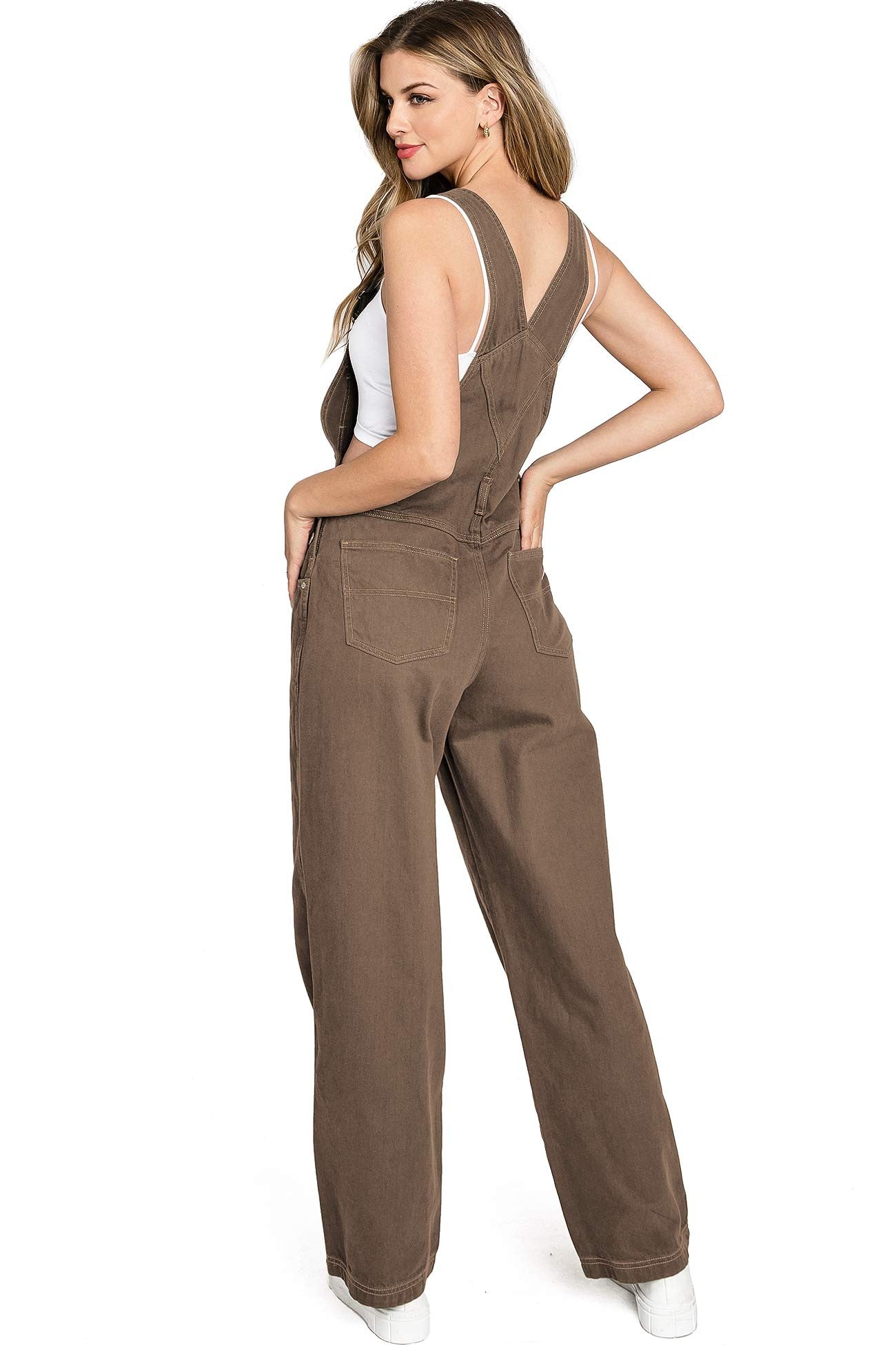 Brown Retro Denim Overalls