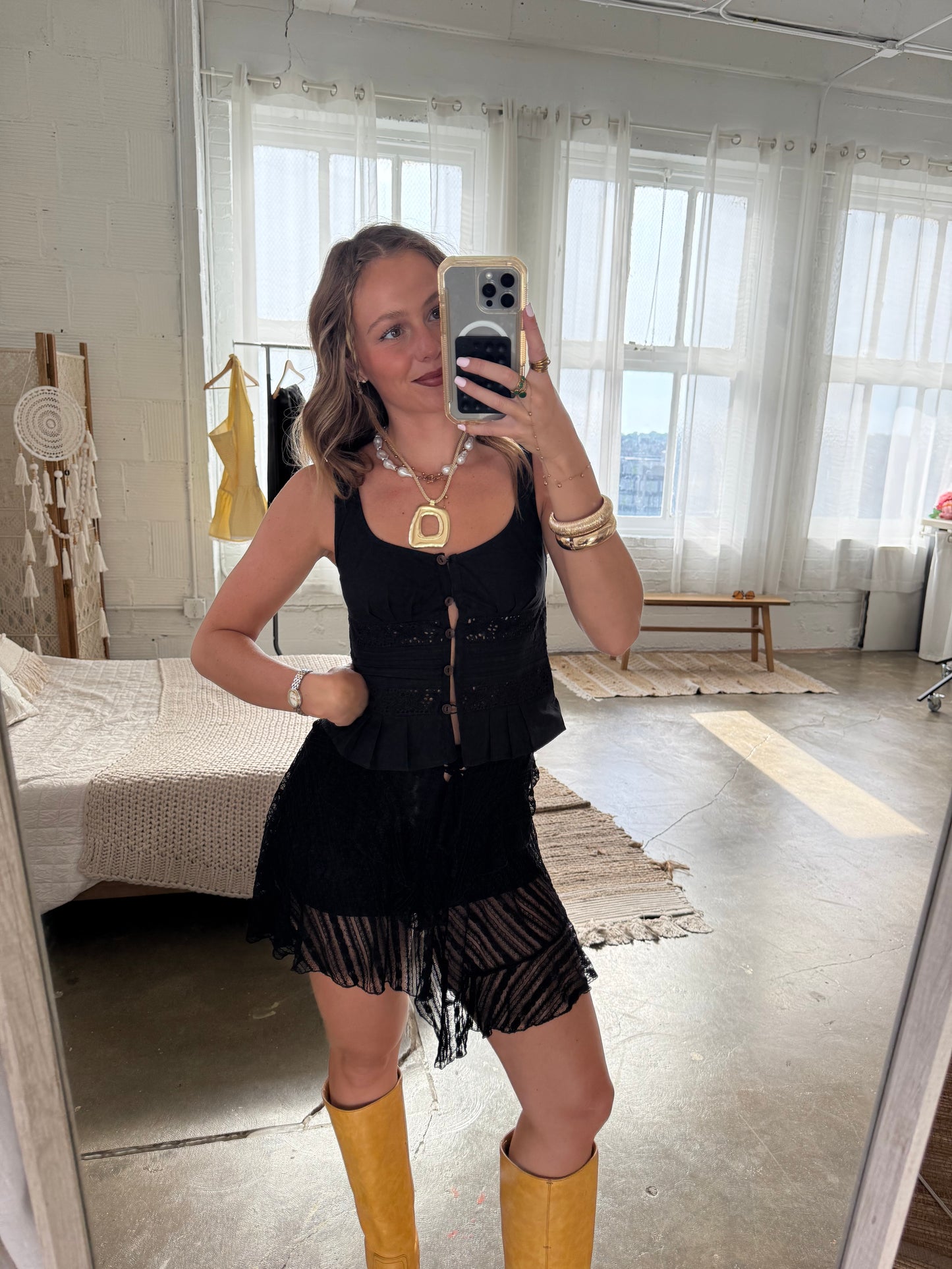 Layered Lace Mini Skirt