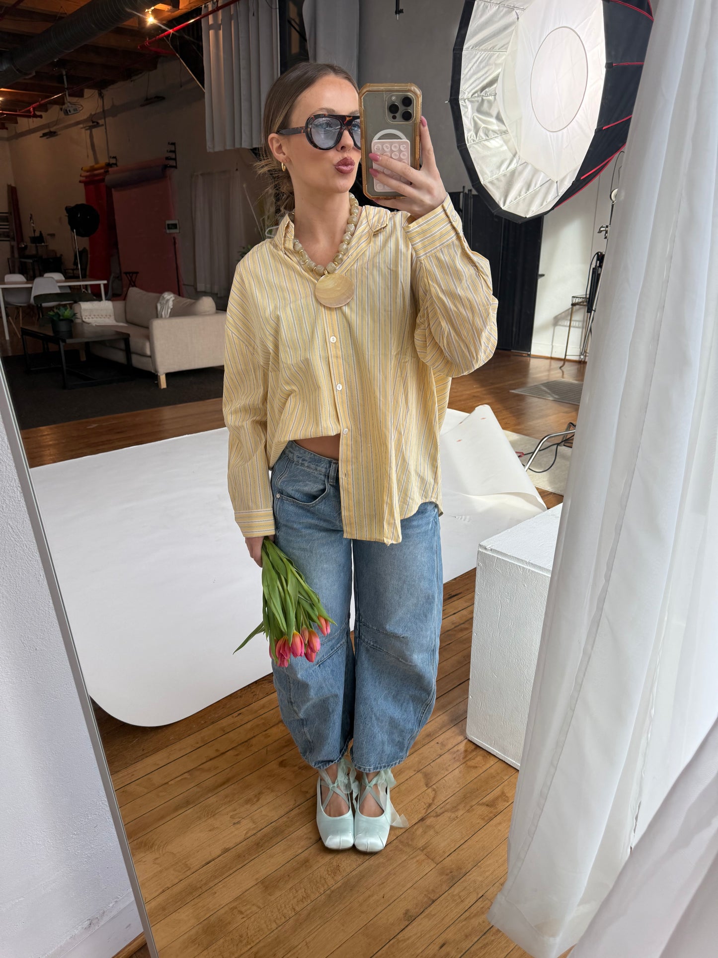 Yellow Striped Button Down