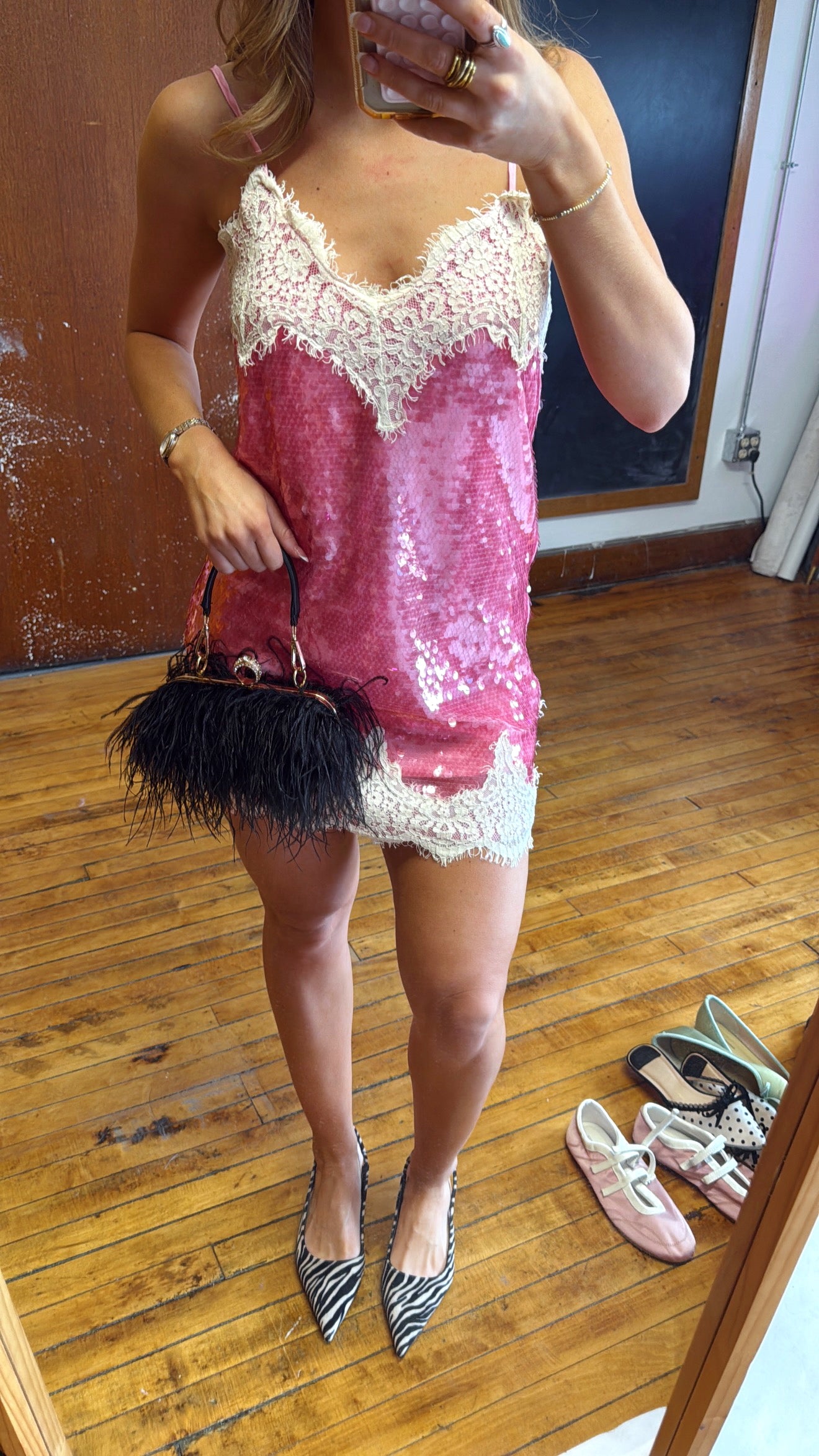 Pink Sequin Mini Dress