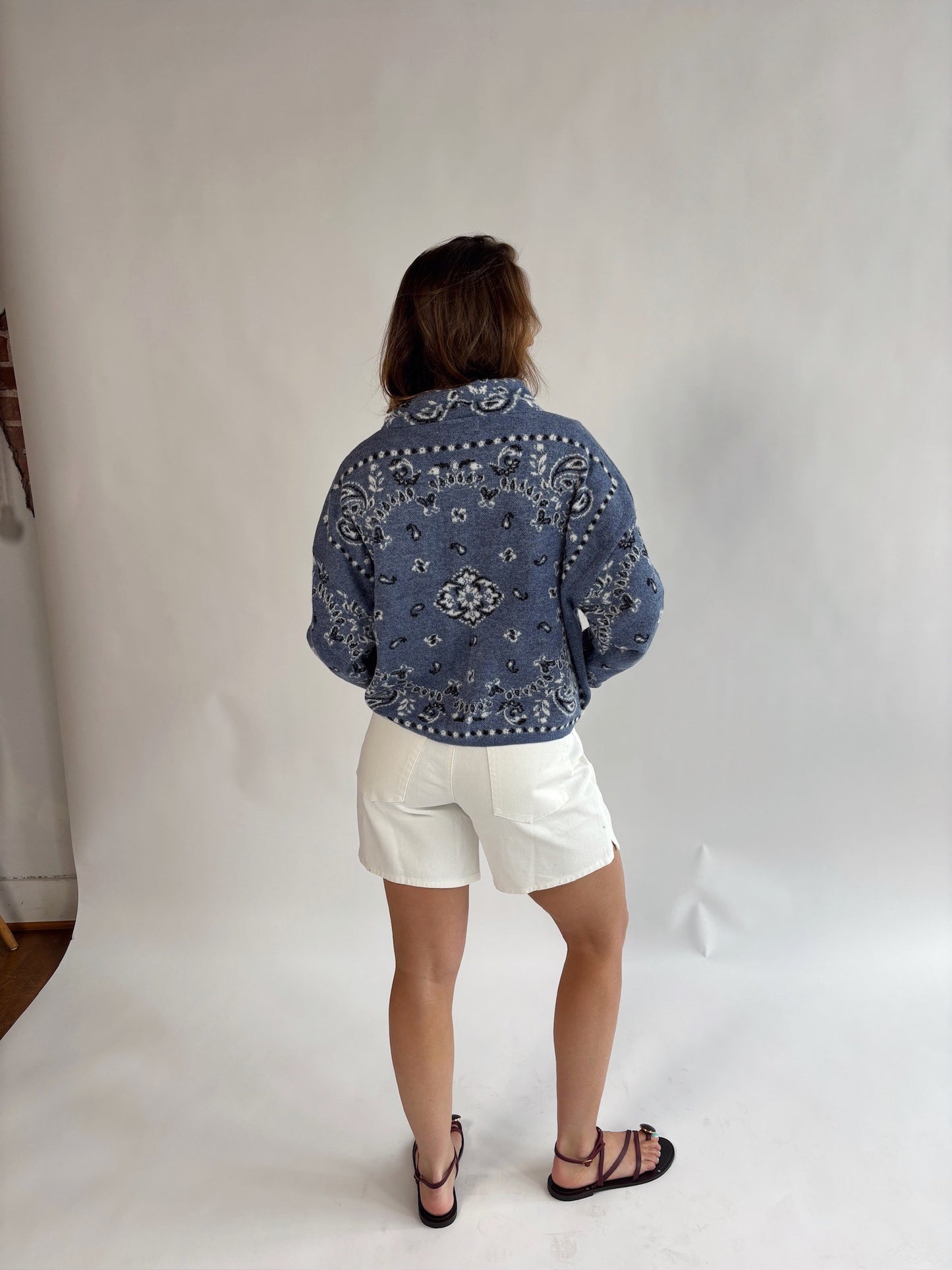 White Denim Tie Shorts