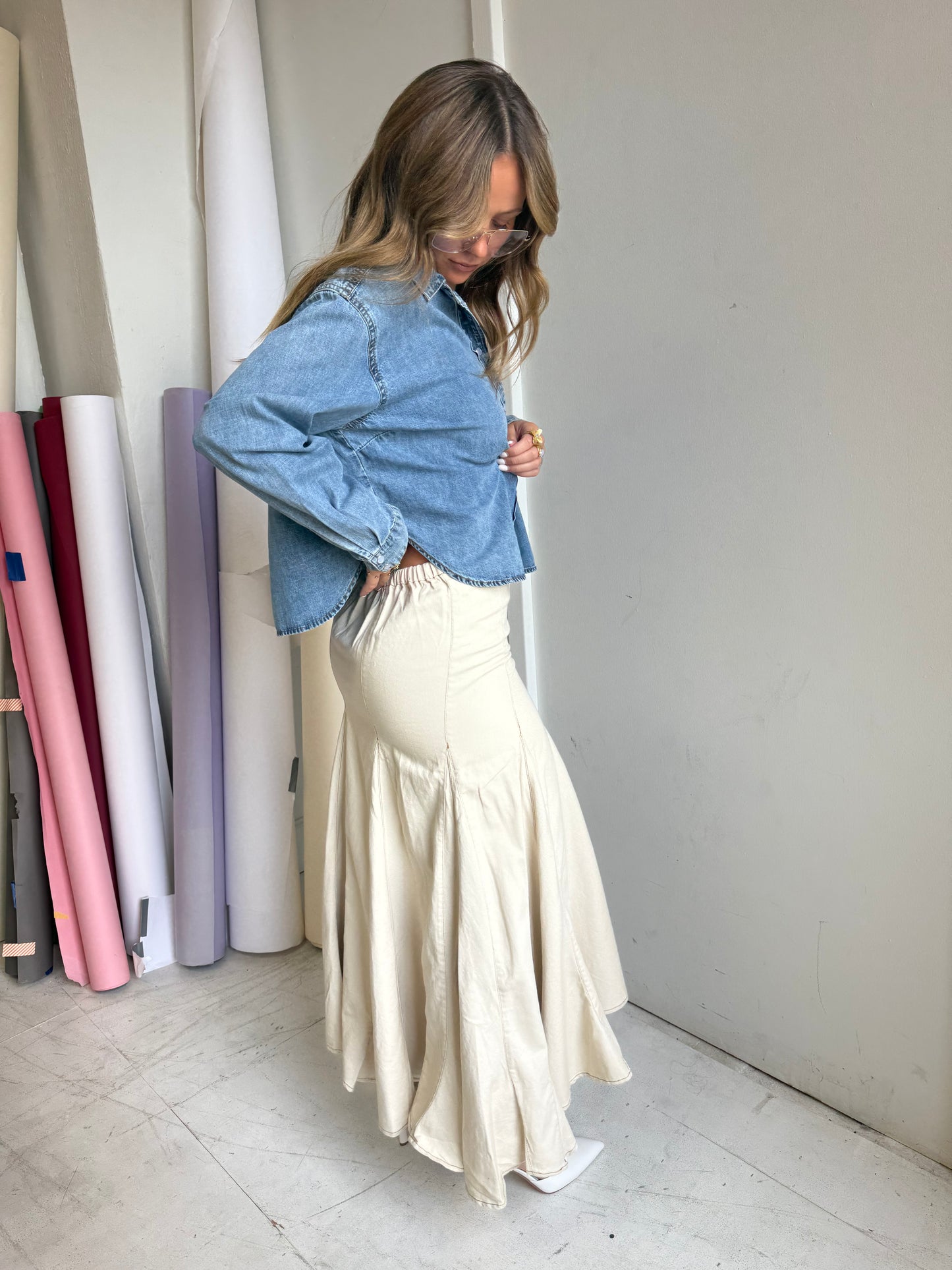 Sallie Maxi Skirt (Cream)