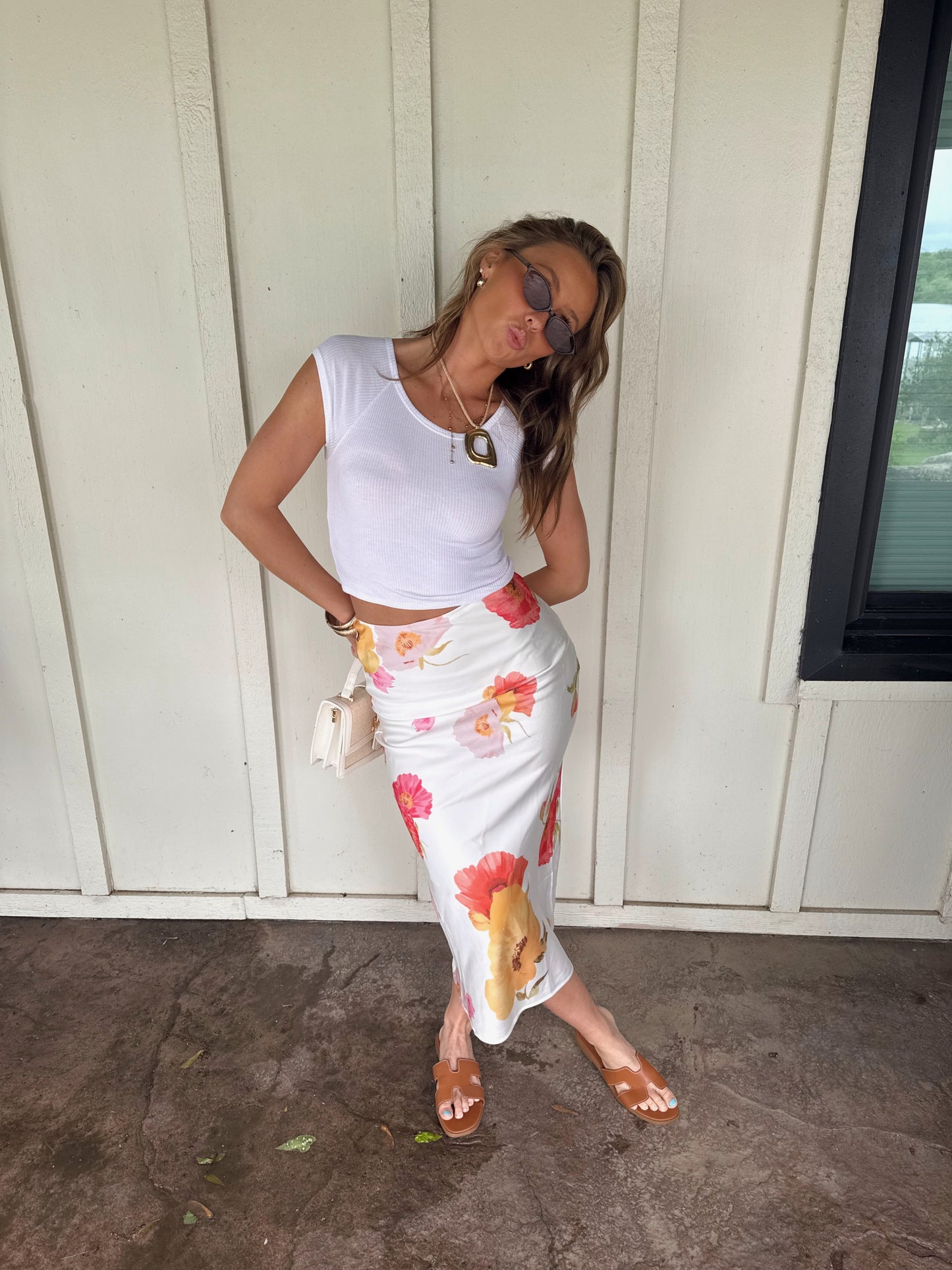 Peachy Floral Skirt