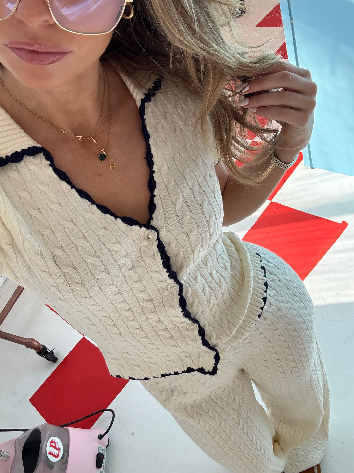 Cream Knit Lounge Set