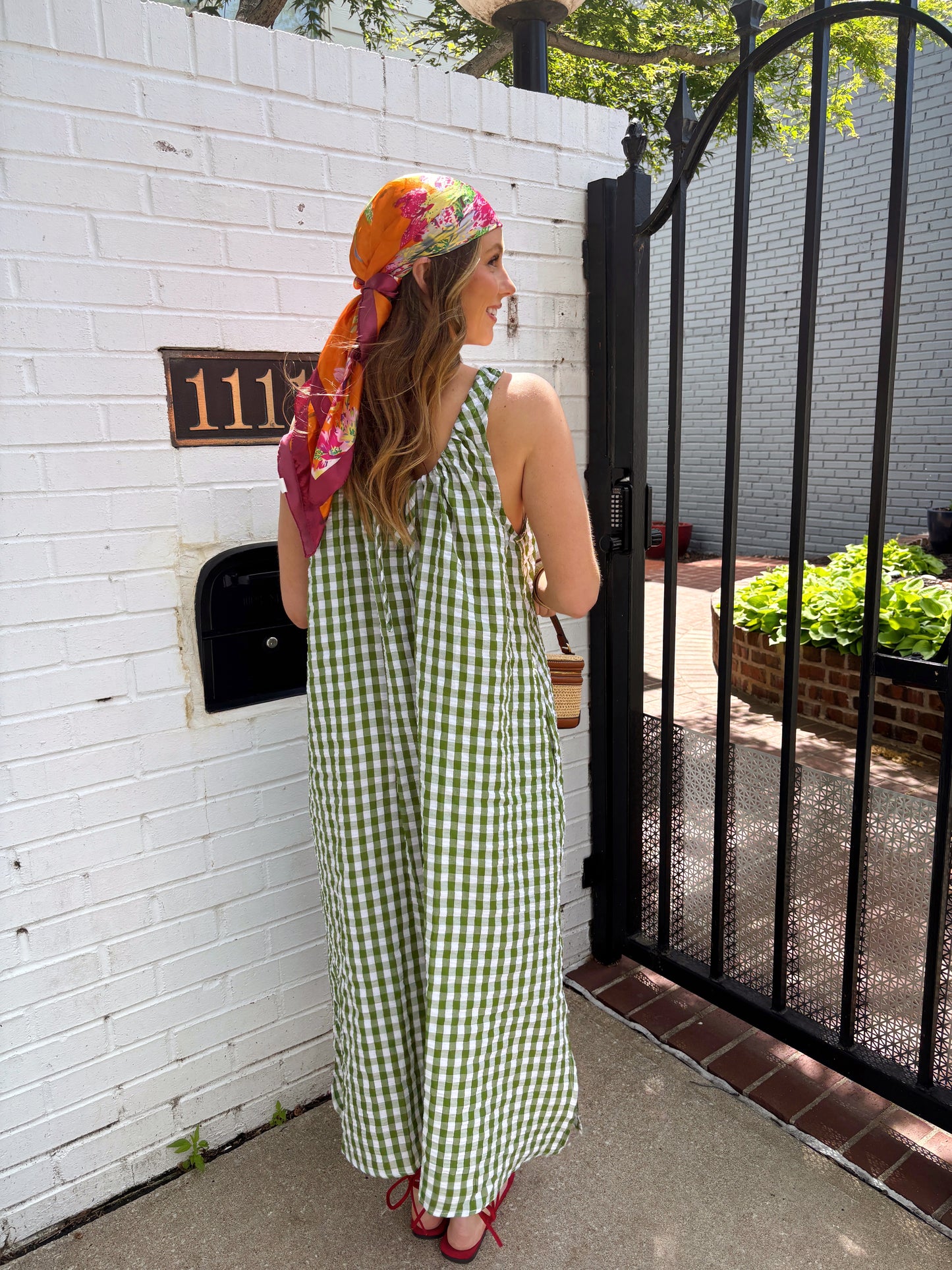 Lyla Gingham Bow Front Maxi Dress