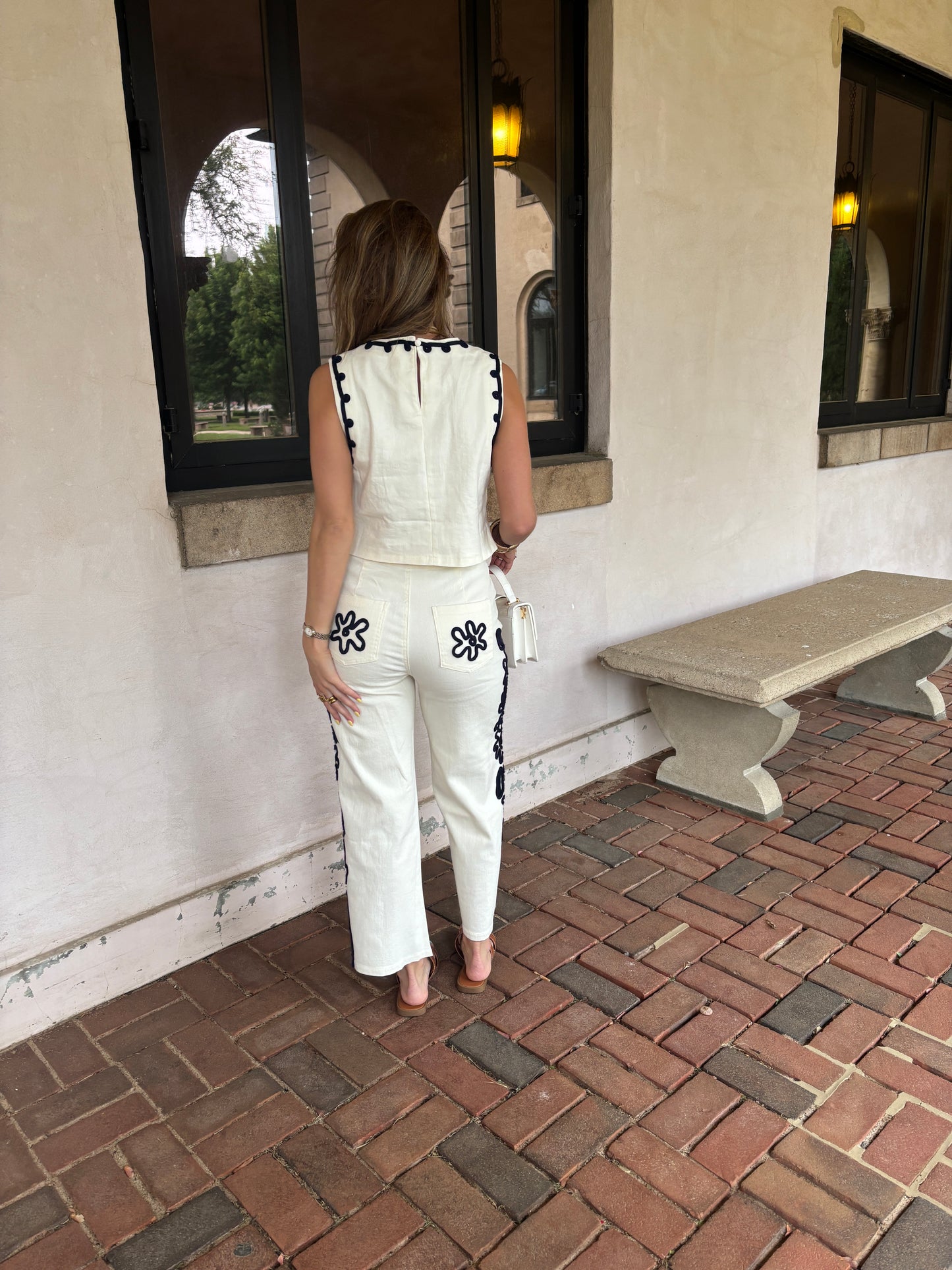 Embroidered Denim Top