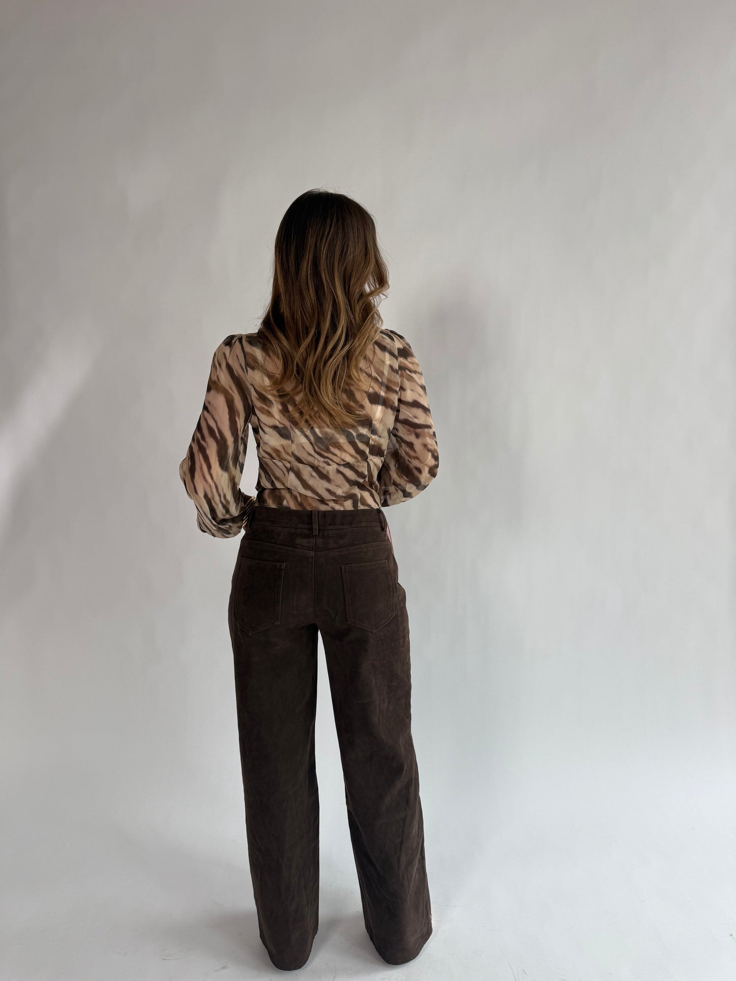 Brown Suede Studded Pants