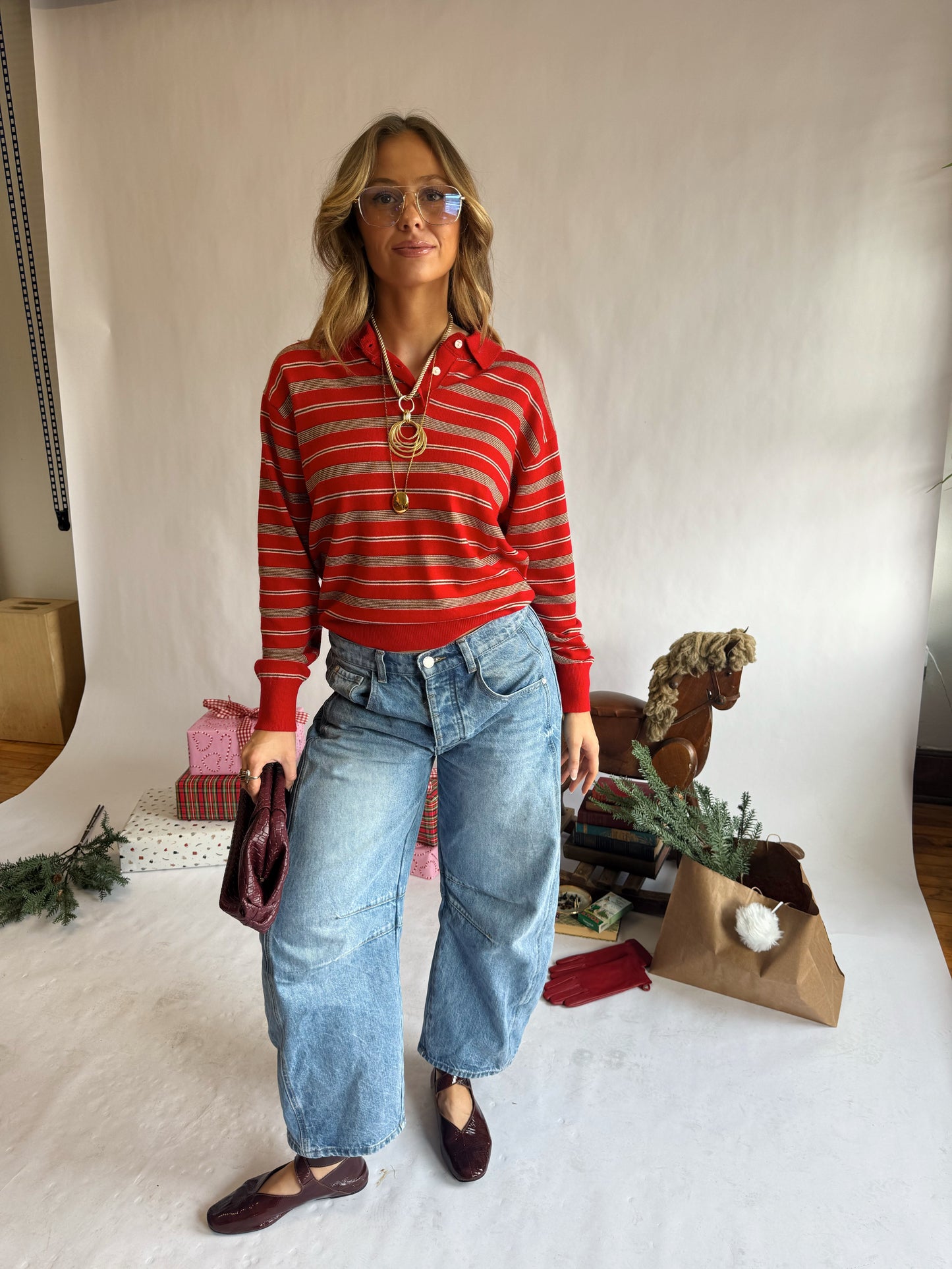 Katherine Striped Polo Sweater