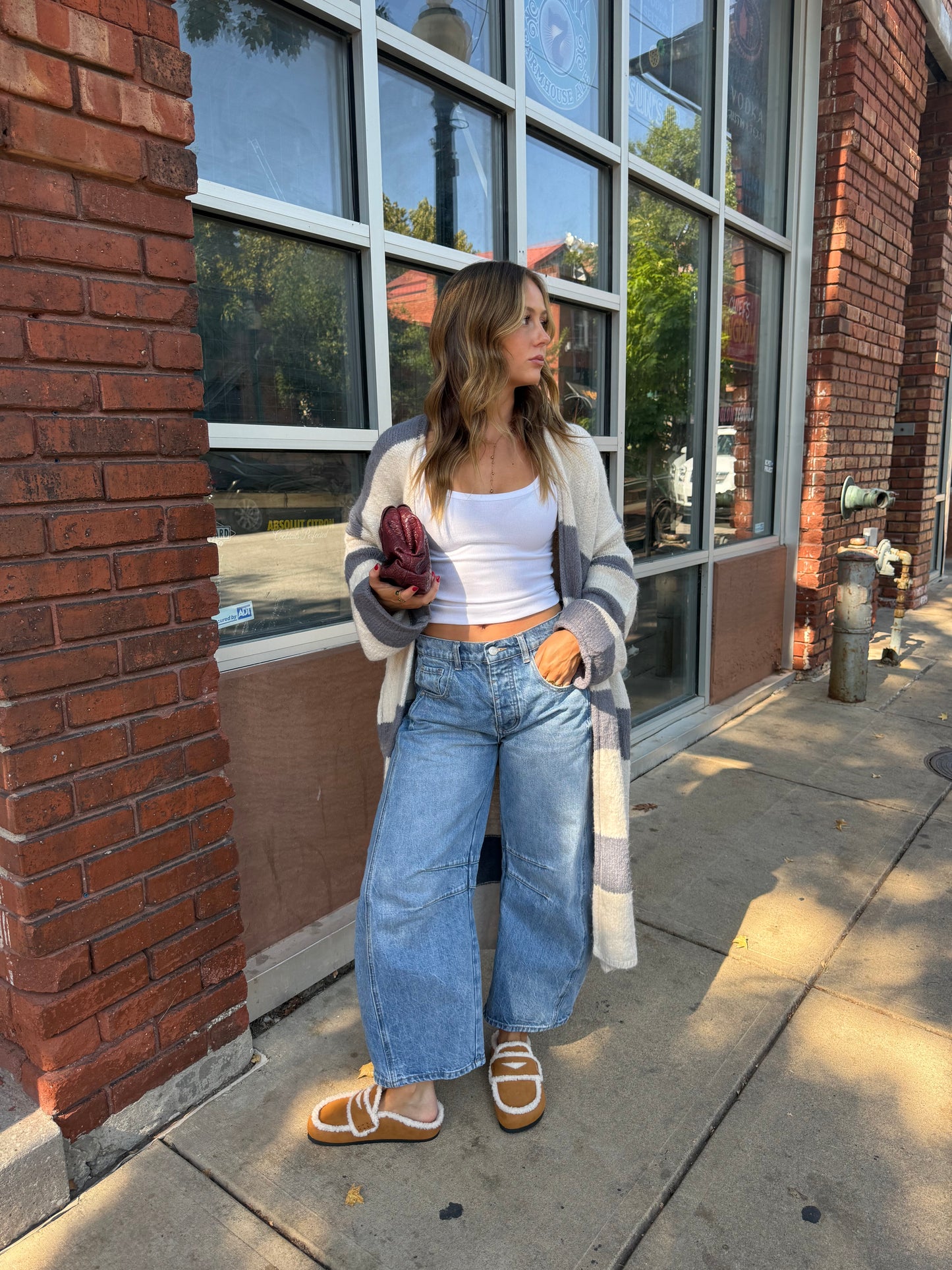 Chunky Striped Cardigan (Charcoal)