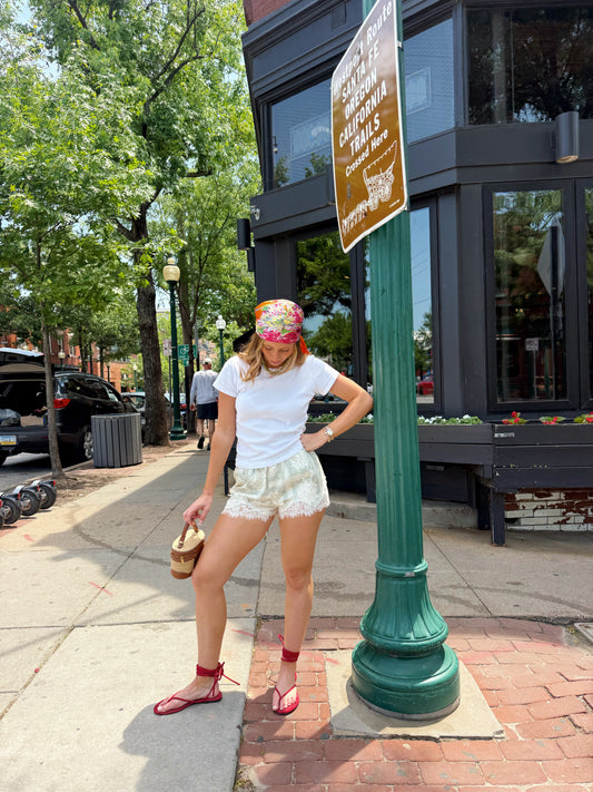 Green Paisley Shorts