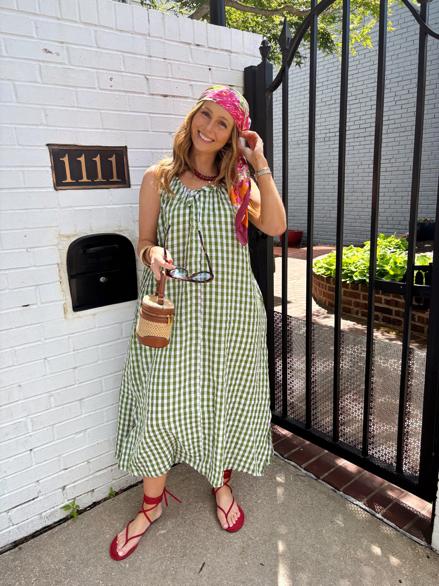 Lyla Gingham Bow Front Maxi Dress