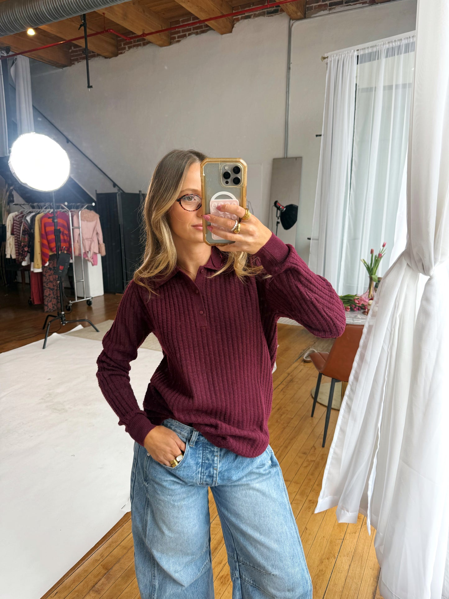 Collared Cherry Sweater