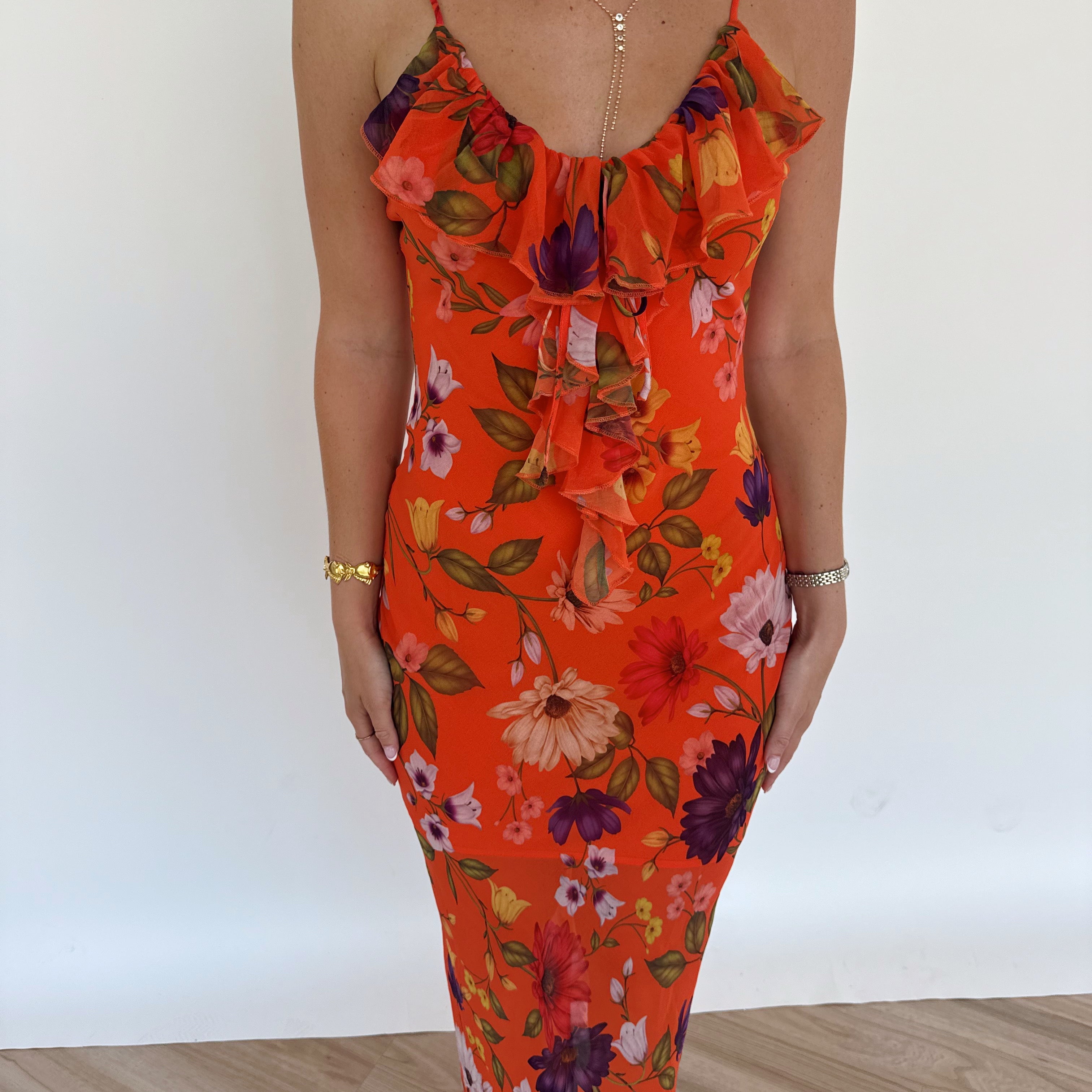 Orange Floral Maxi Dress
