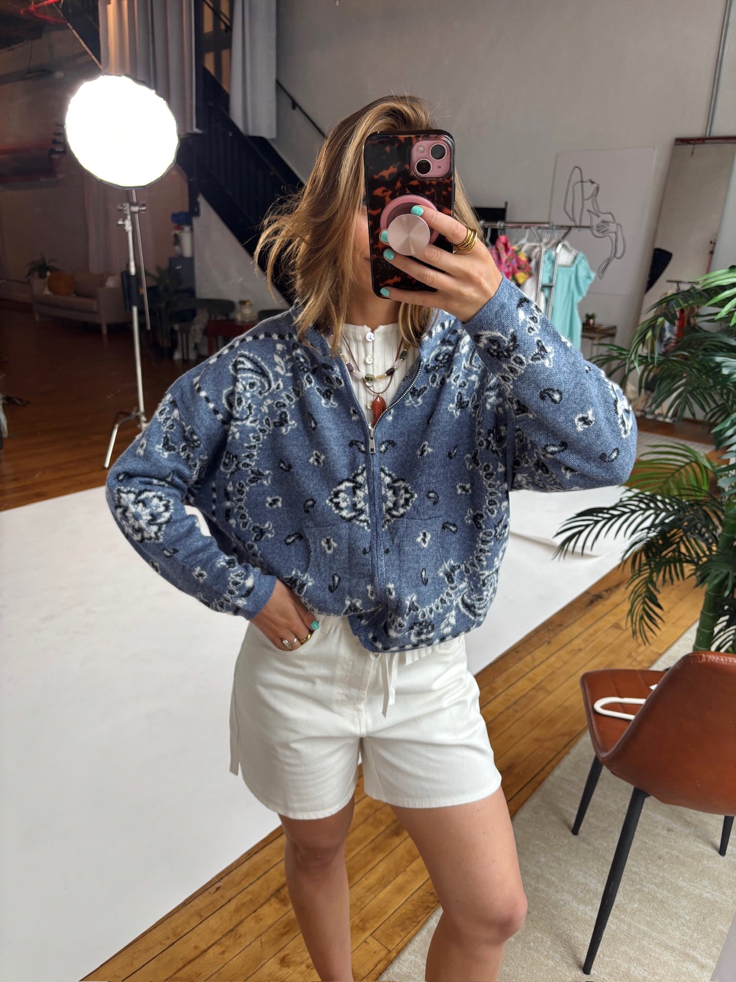 (RESTOCKED) Bandana Knit Zip Up