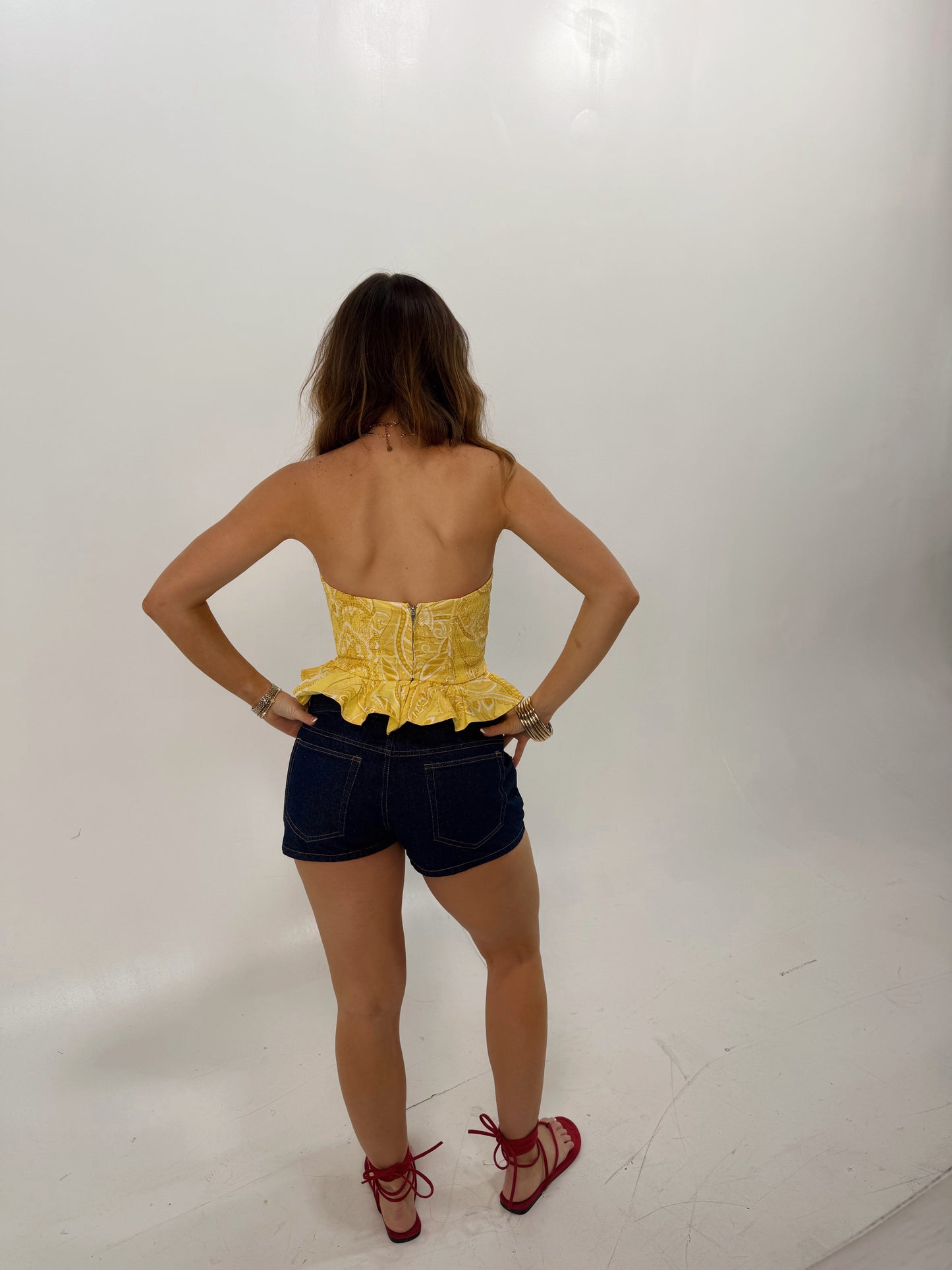 Piper Printed Peplum Tube Top