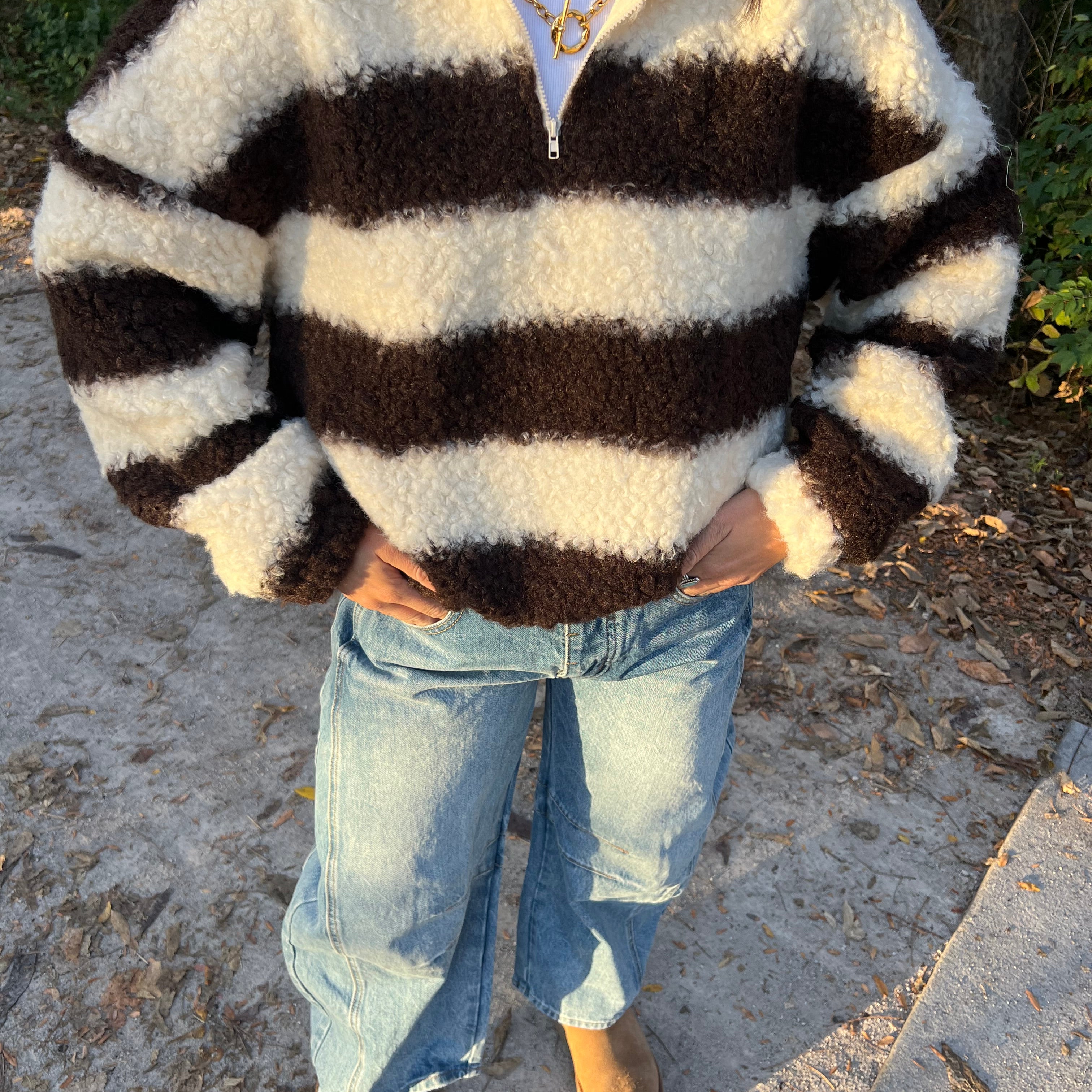 Cocoa Striped Sherpa