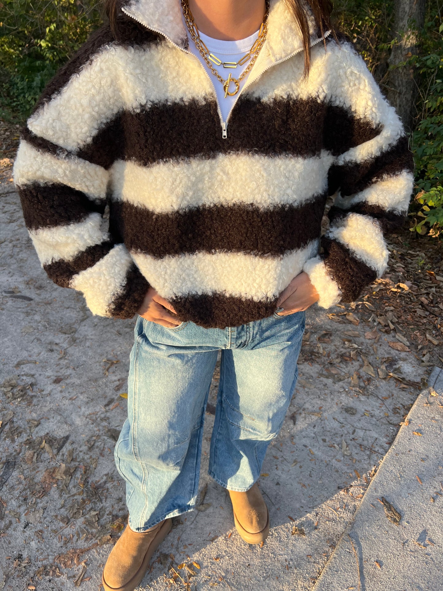 Cocoa Striped Sherpa