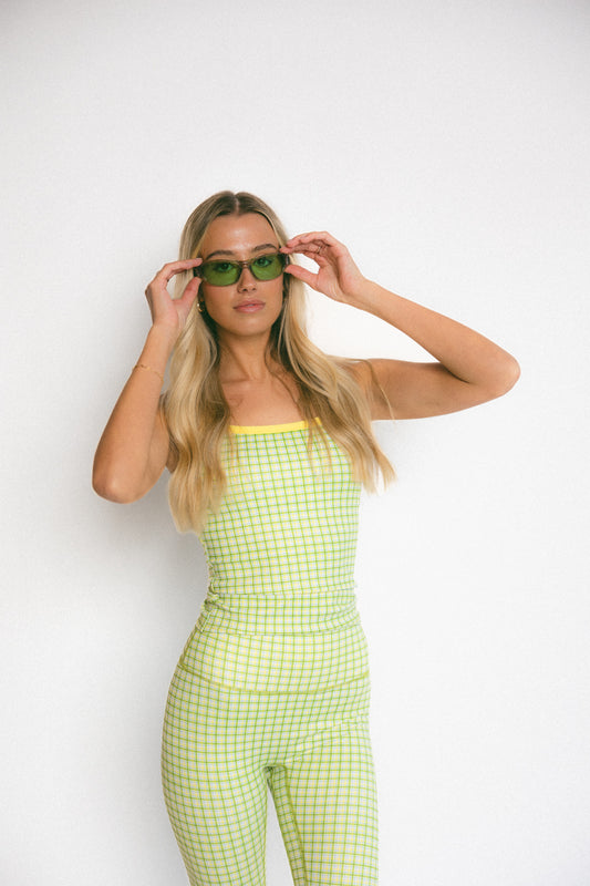 Sporty Lined Tank (Plaid)