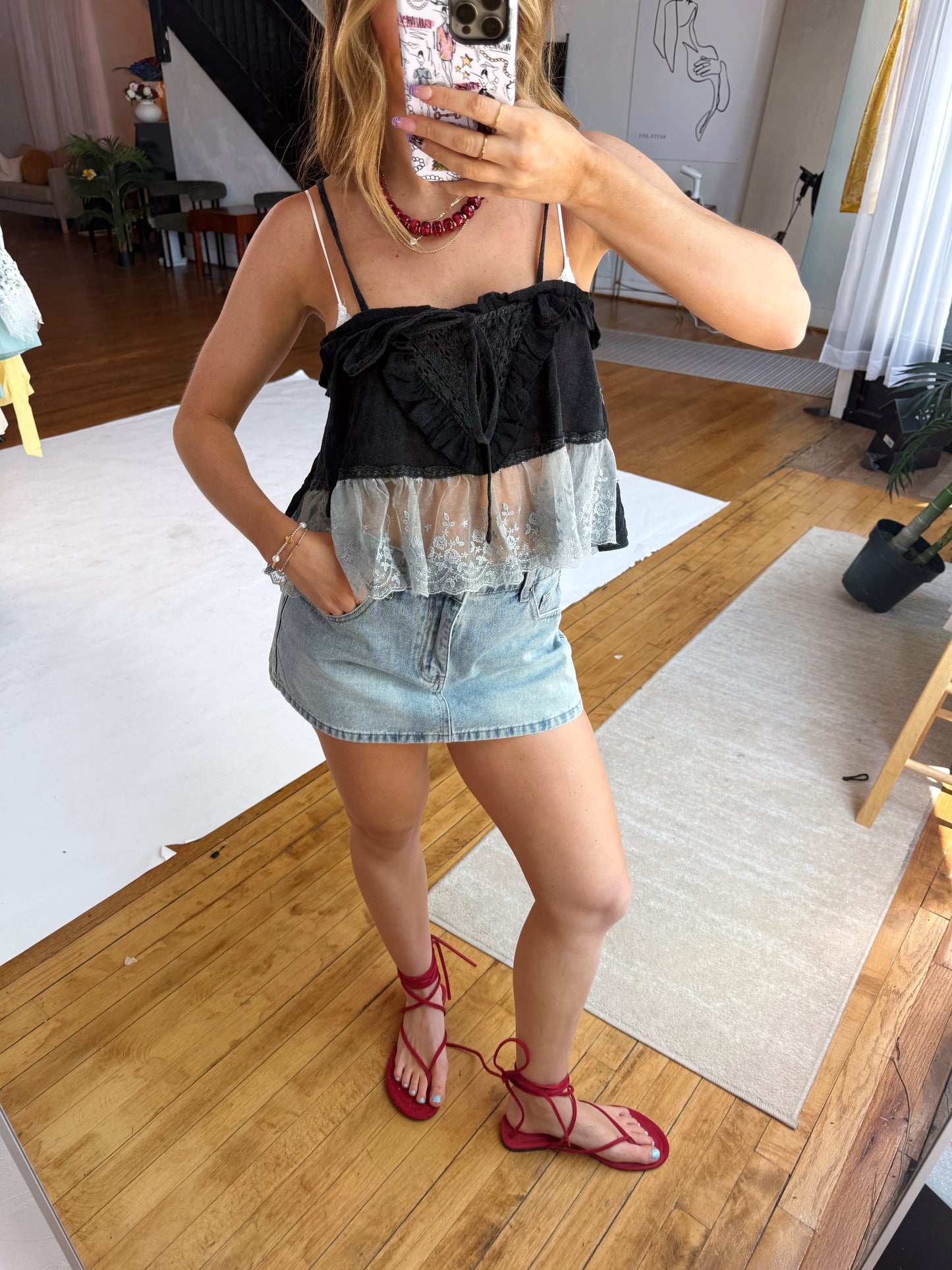 Charcoal Lace Tank