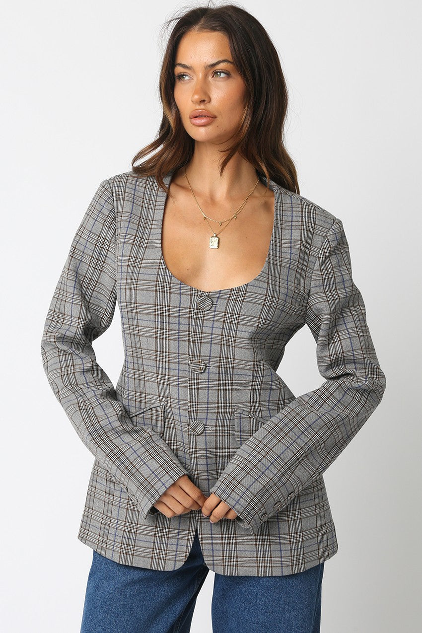 Mylie Gingham Jacket Top