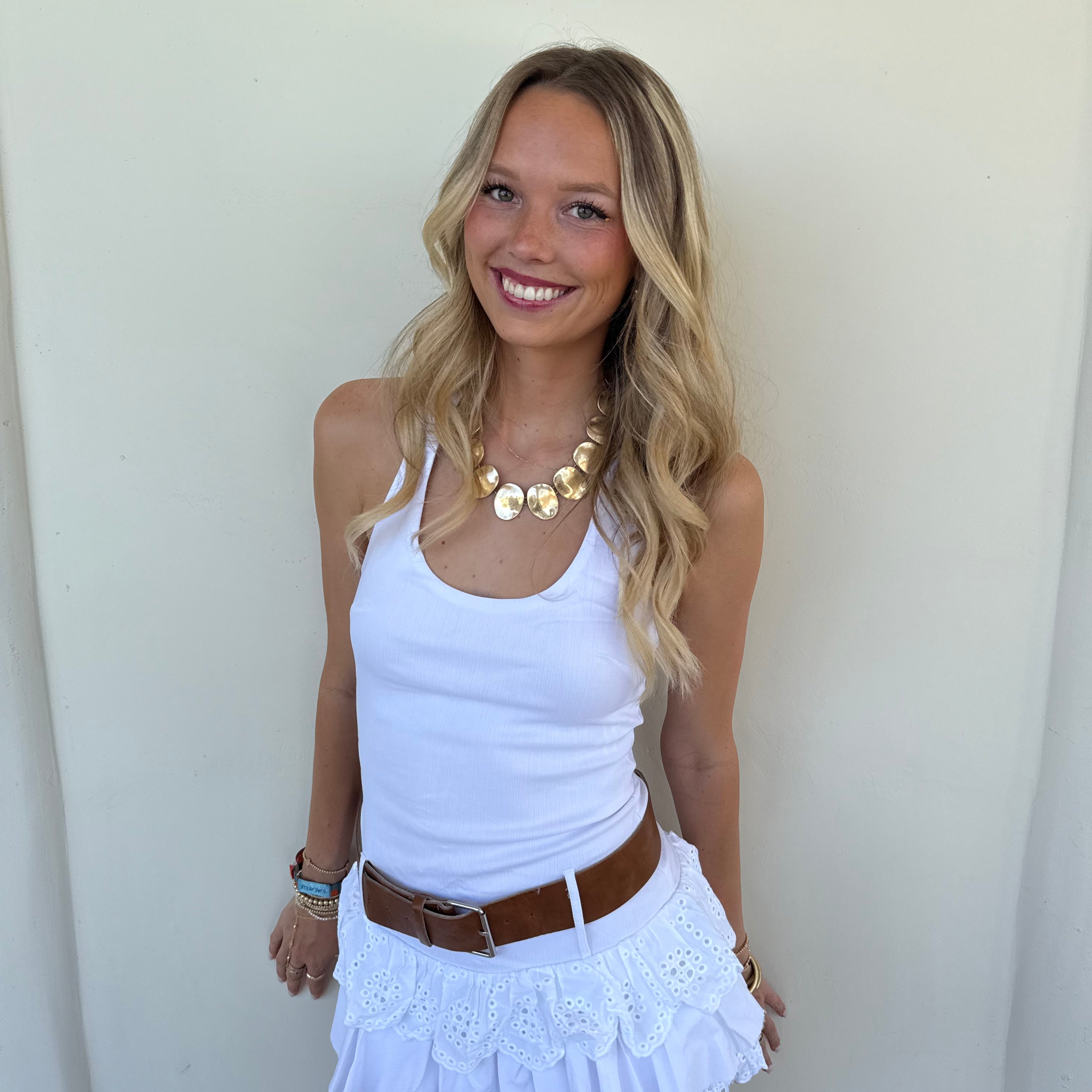 White Belted Mini Dress
