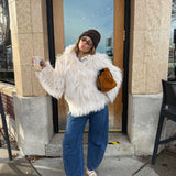Frosted Cream Fur Coat