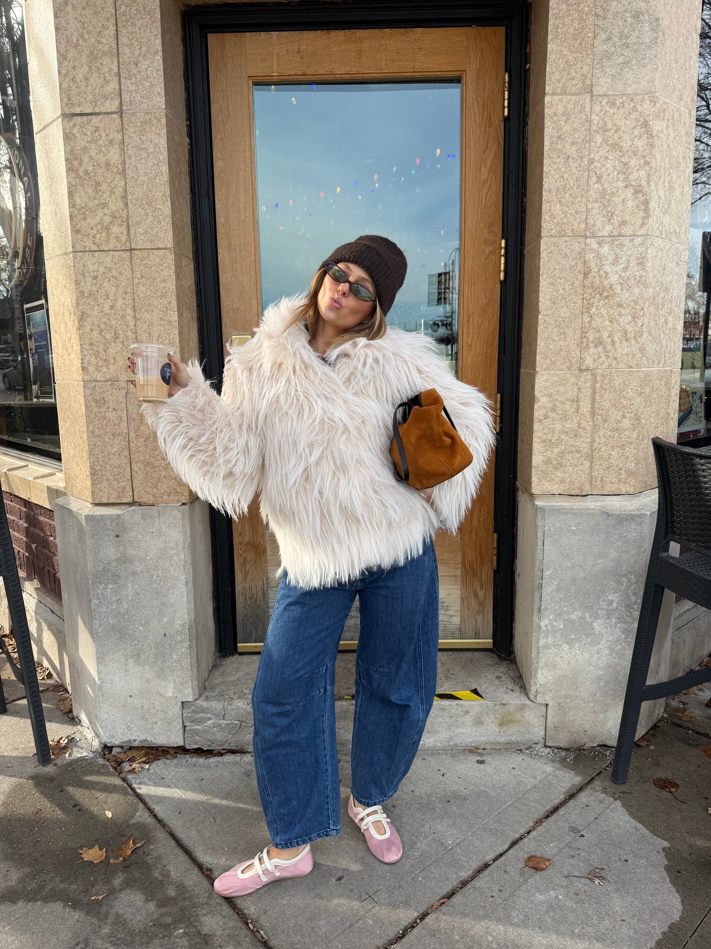 Frosted Cream Fur Coat