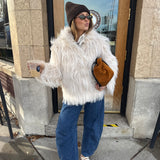Frosted Cream Fur Coat