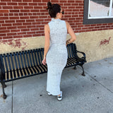 Fuzzy Striped Midi Dress