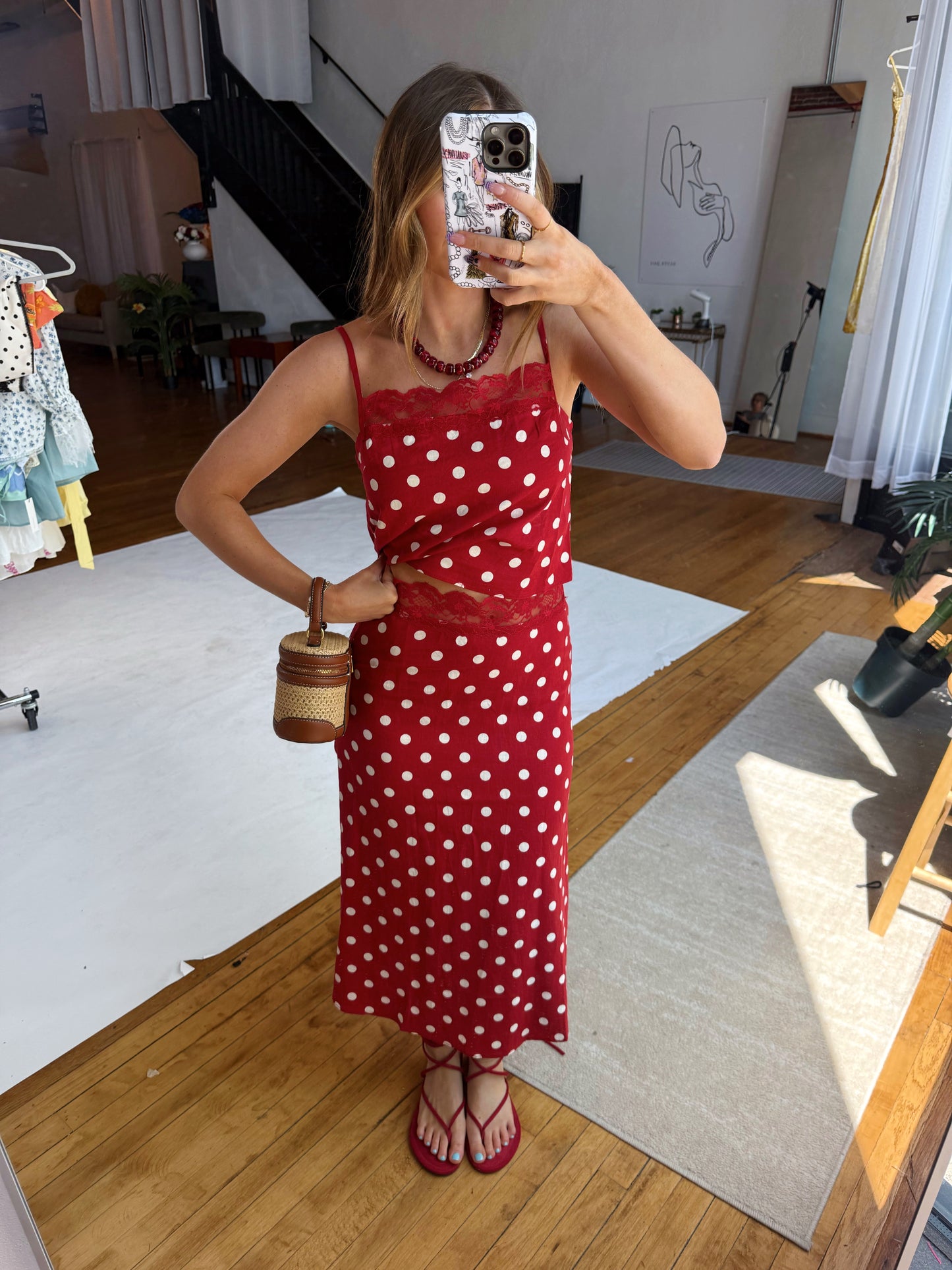 Red Lara Polka Dot Set