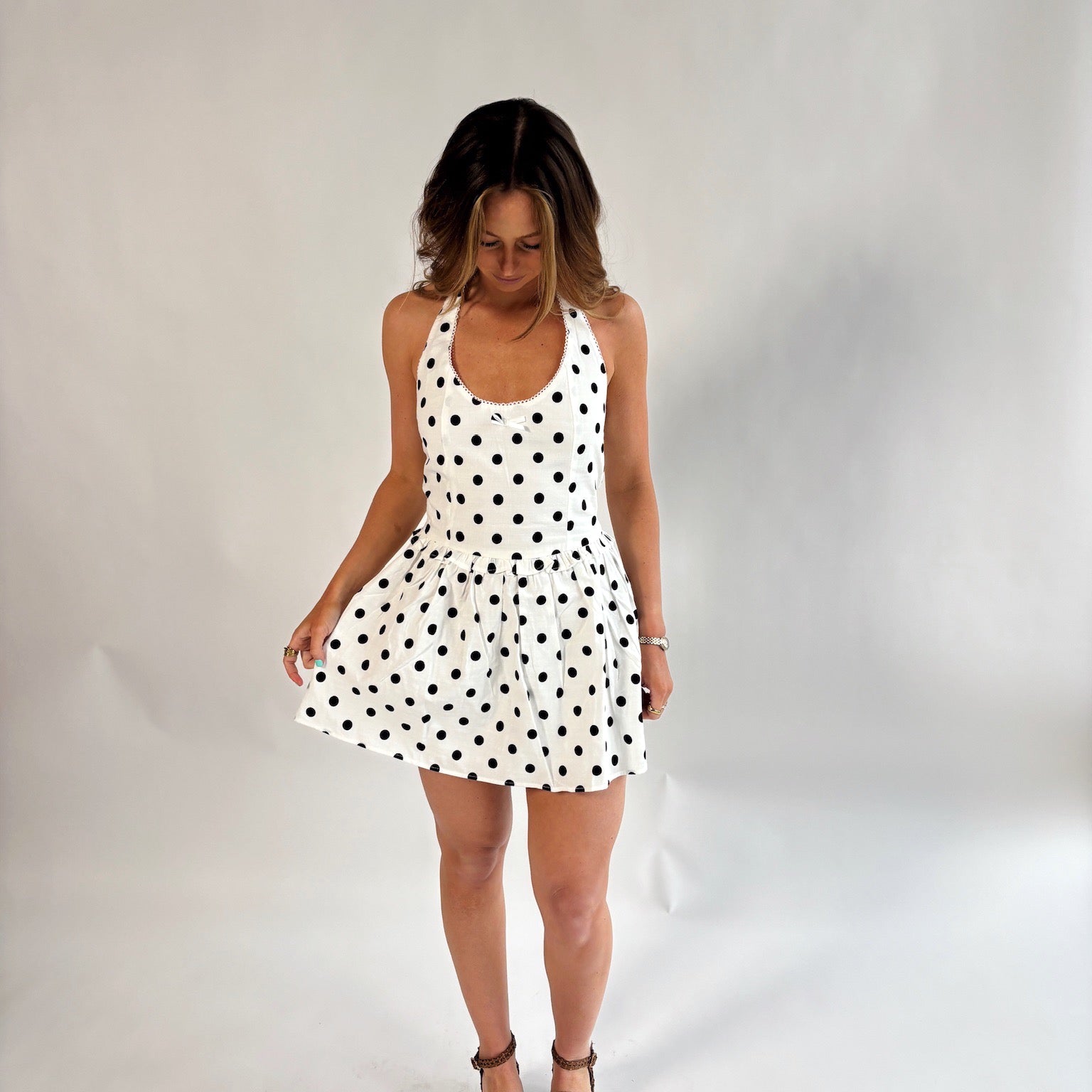 Frida Polka Dot Halter Mini Dress