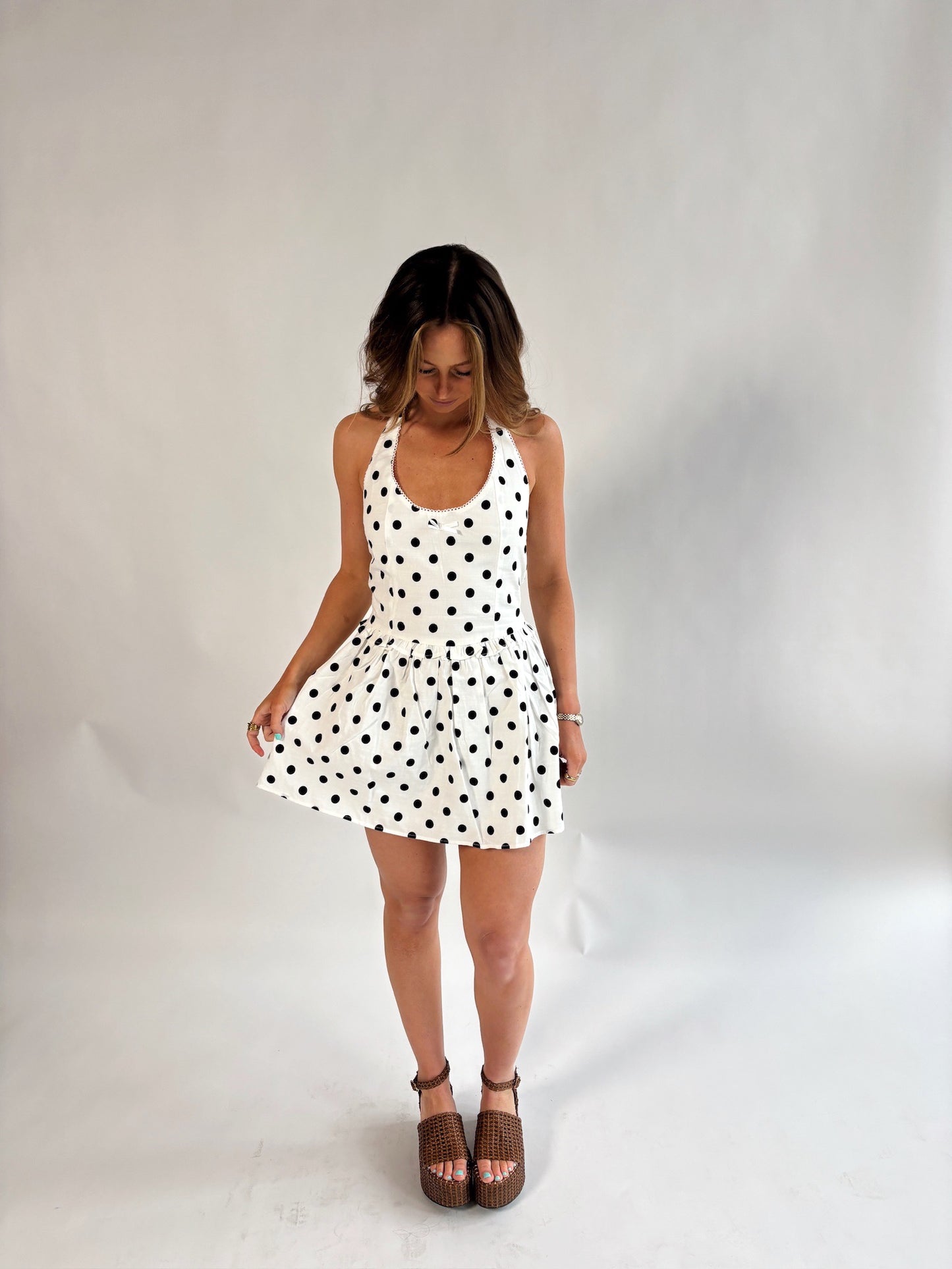 Frida Polka Dot Halter Mini Dress