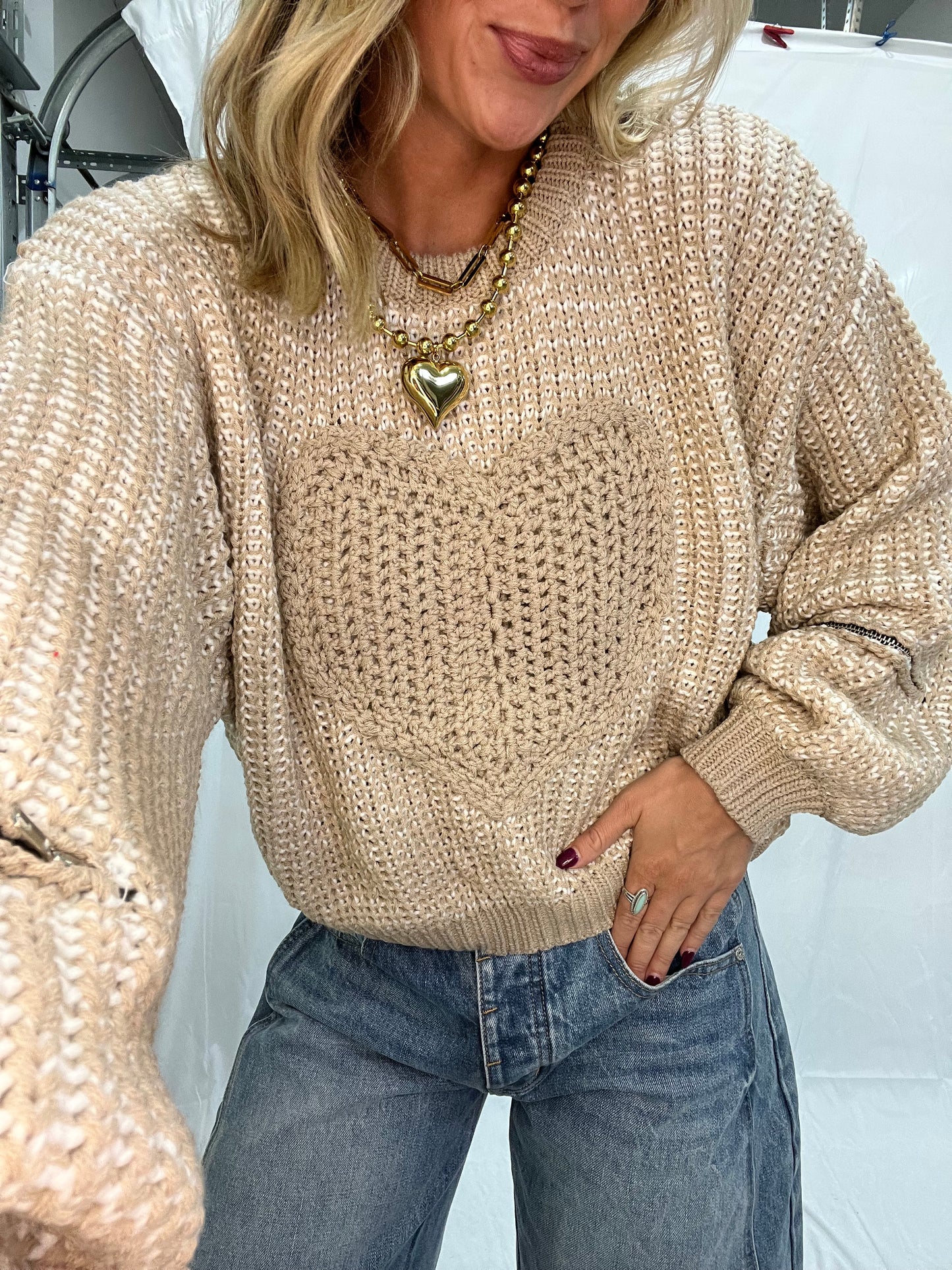 Latte Heart Sweater