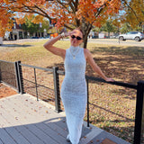Fuzzy Striped Midi Dress
