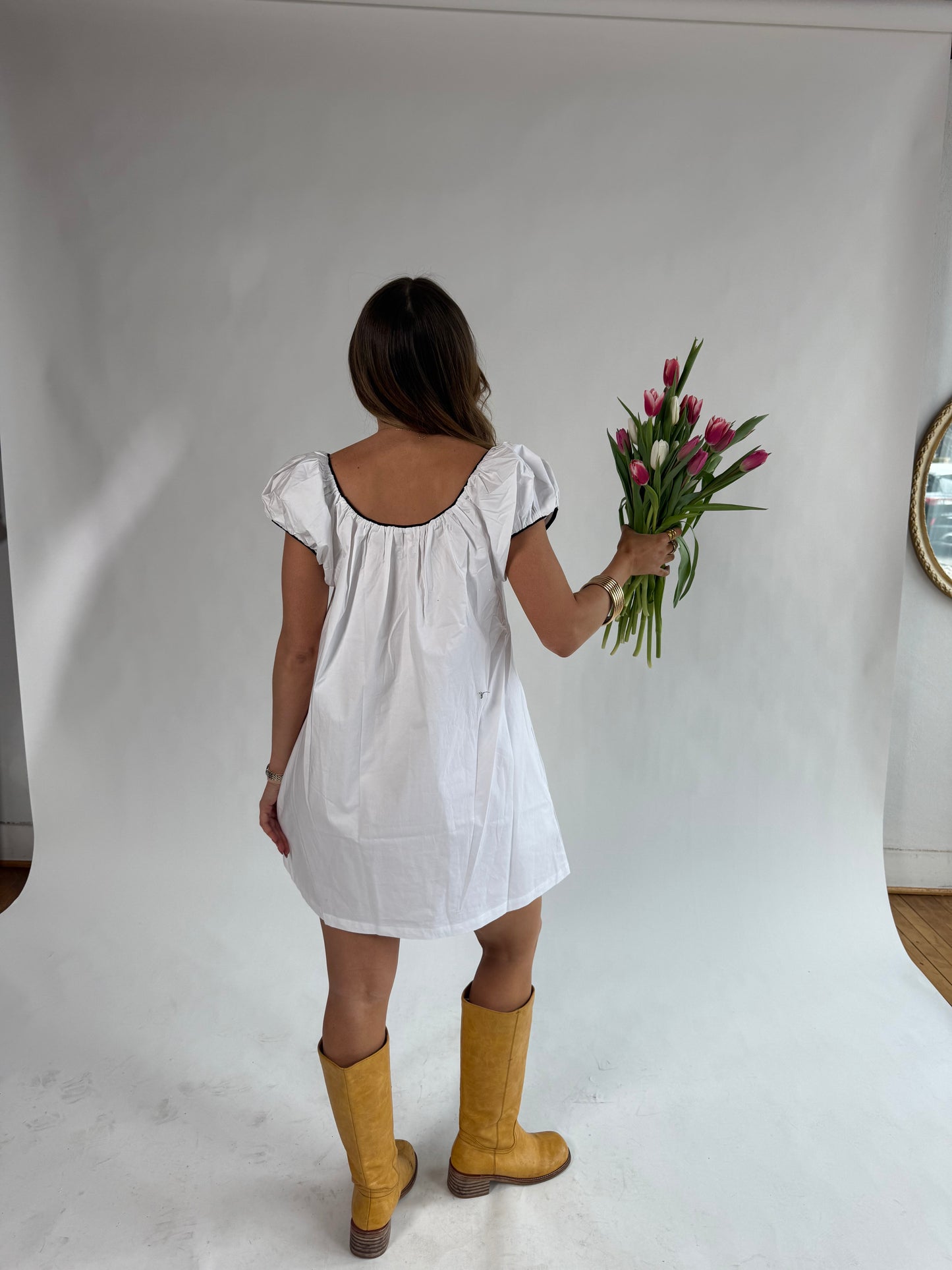 Kara Baby Doll Dress (White)