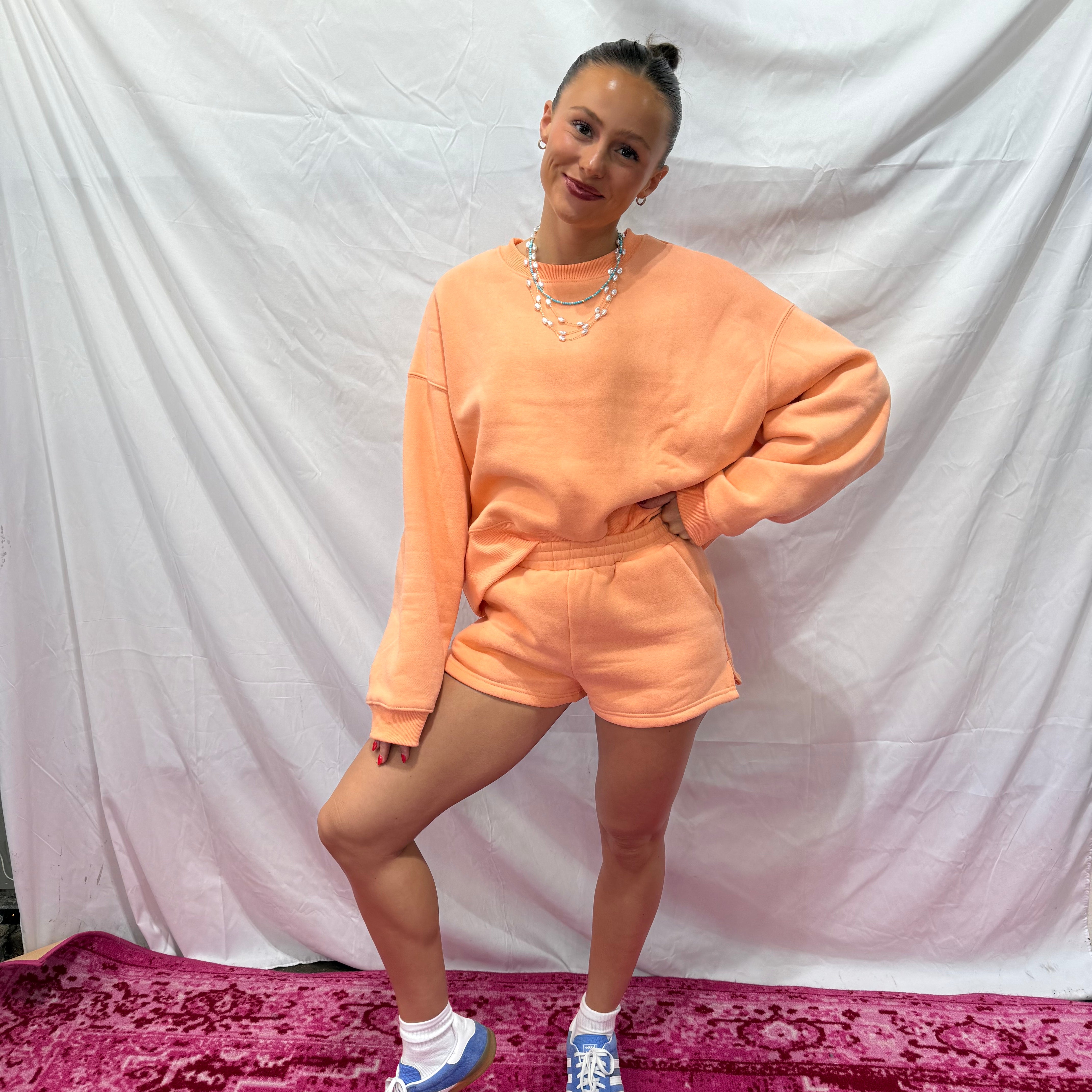 Peach Sweat Shorts Set