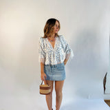 Ditsy Half Puff Sleeve Floral Blouse