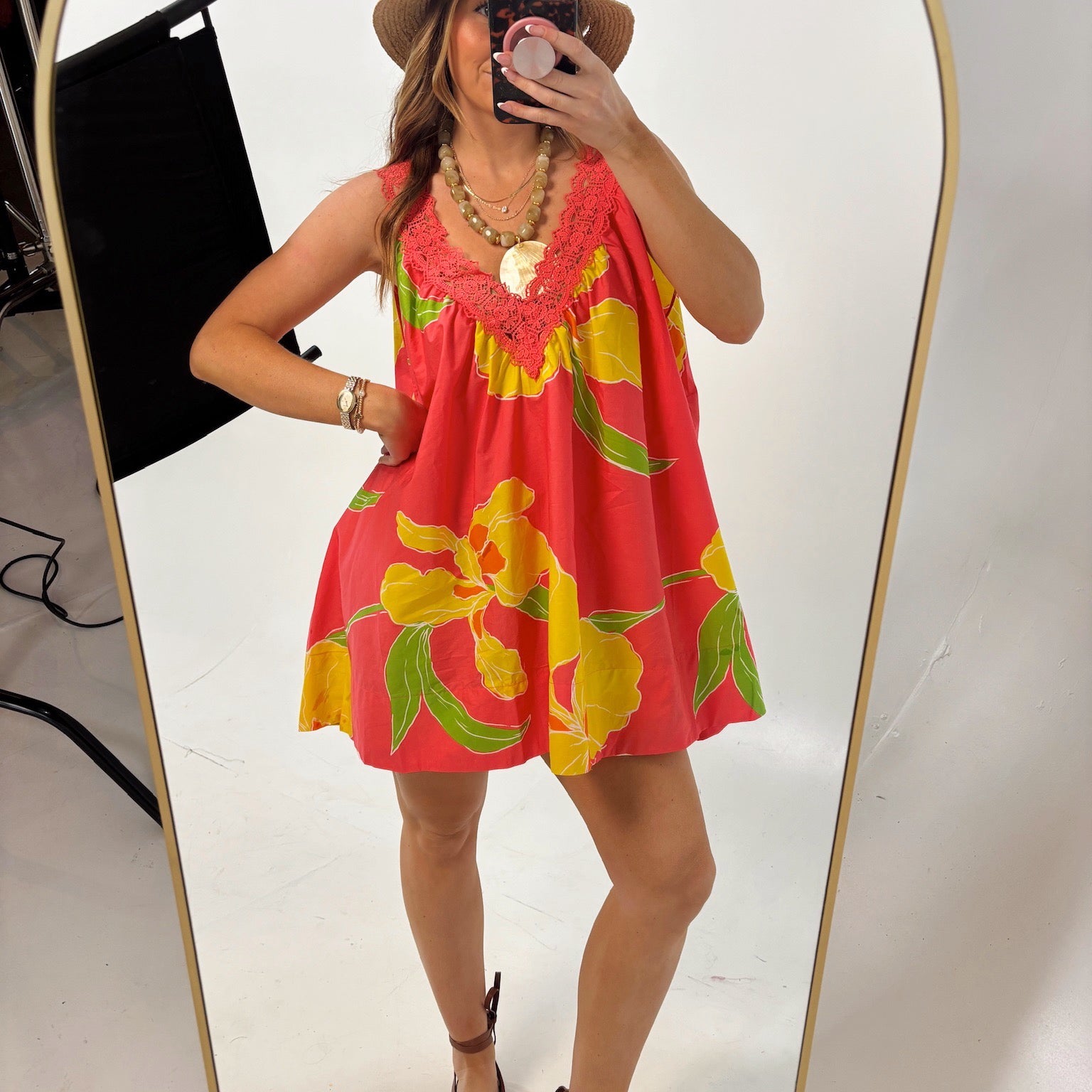 Coral Swing Mini Dress