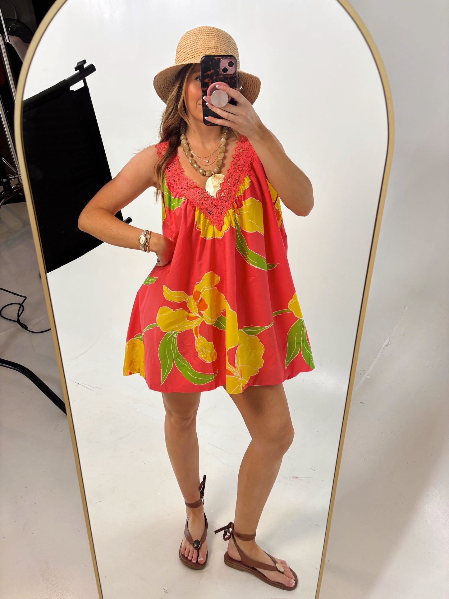 Coral Swing Mini Dress