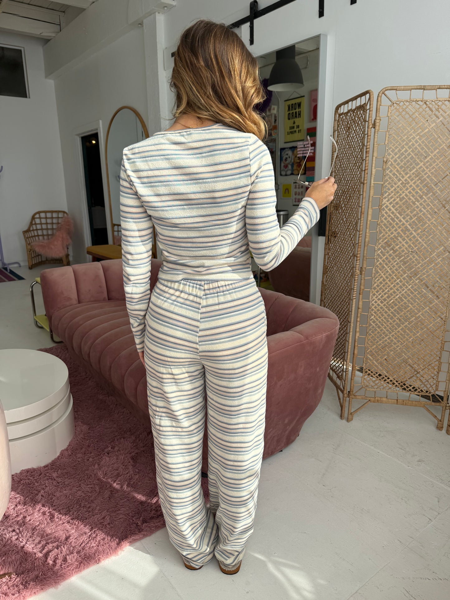 Winter Striped Button Down Cardigan