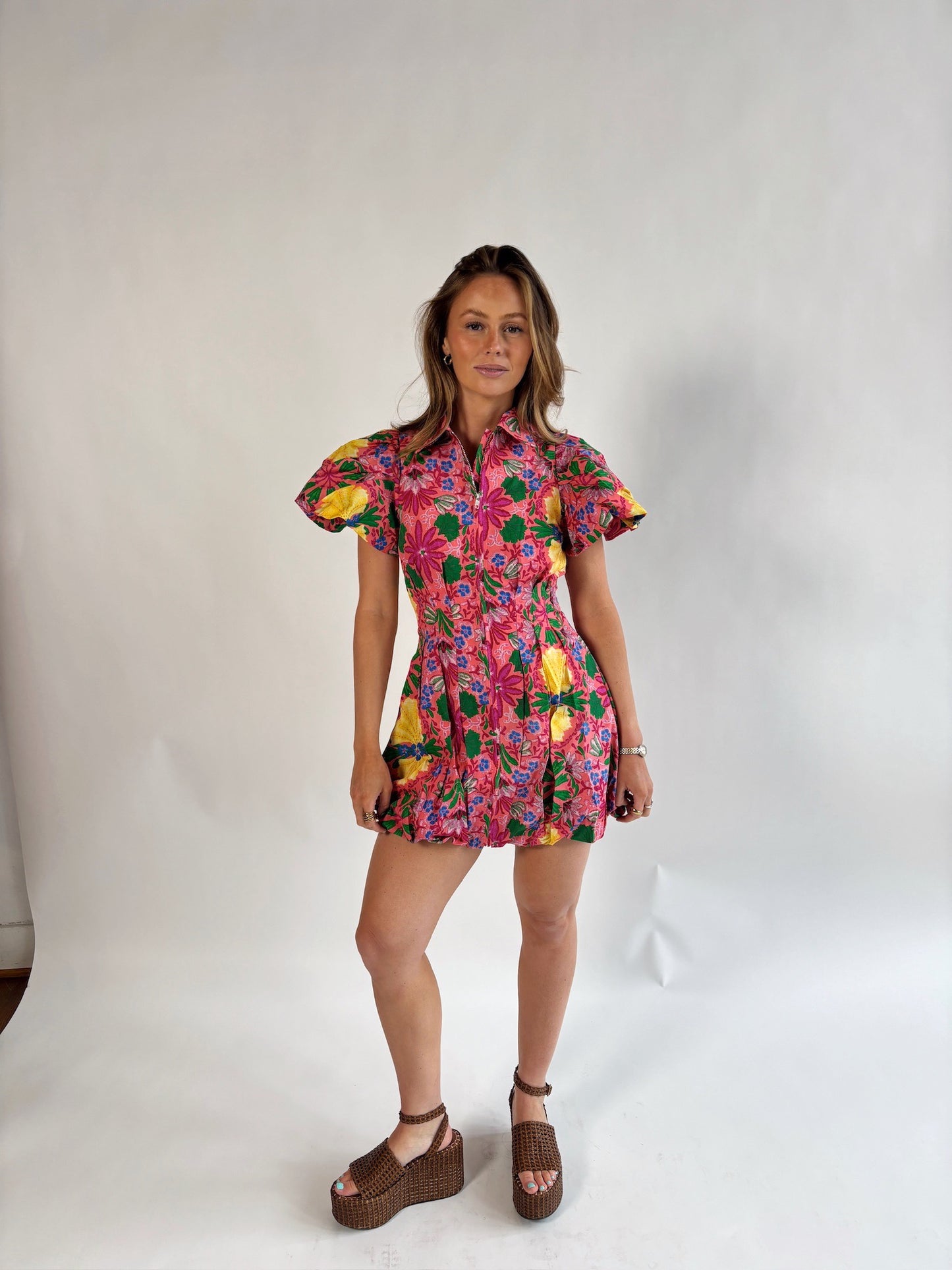 Spring Floral Puff Sleeve Mini