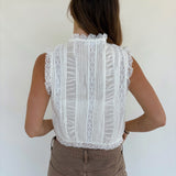 Lace Trim Sleeveless Blouse