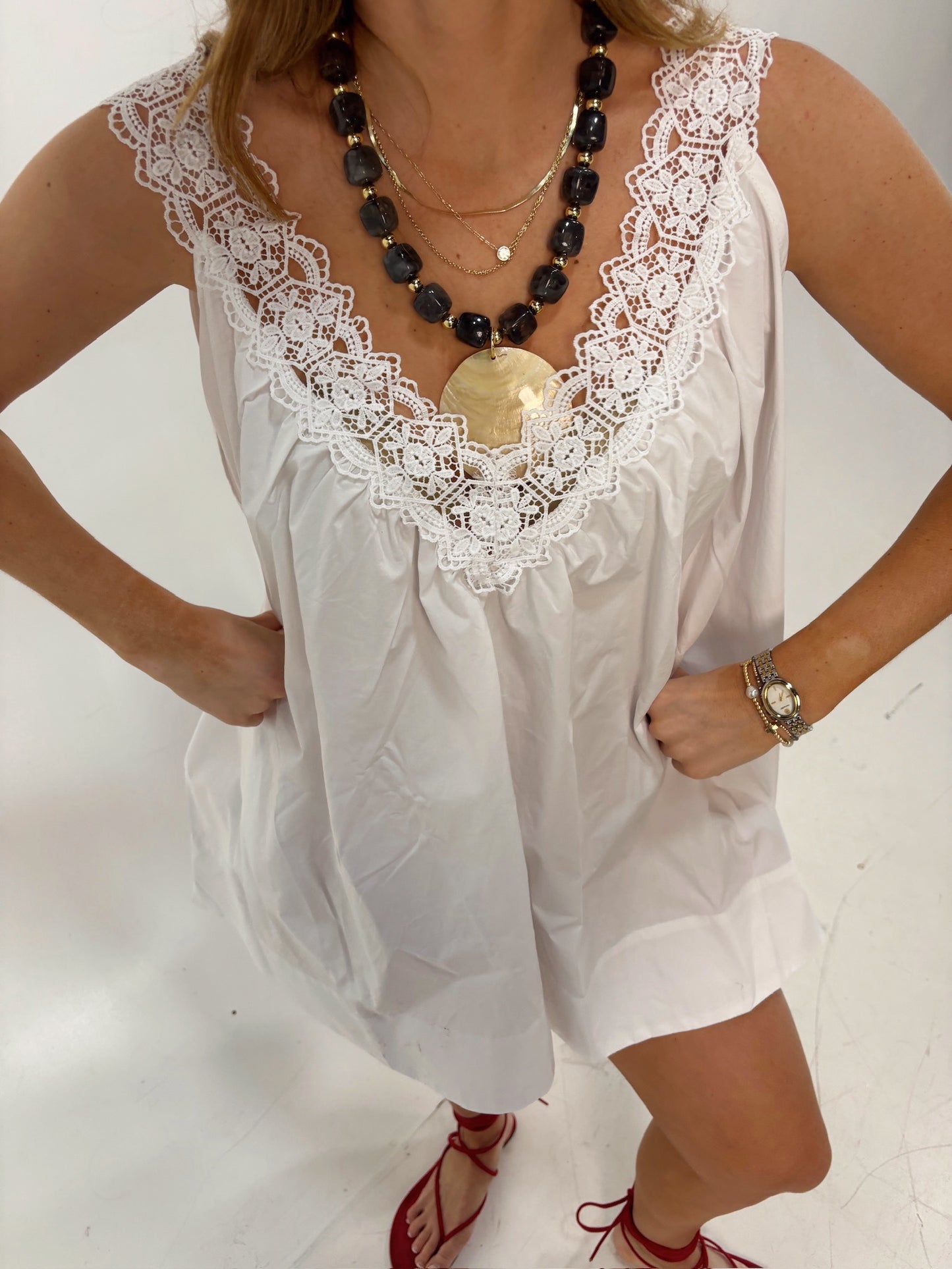 Sylvia Lace Trim Mini Dress