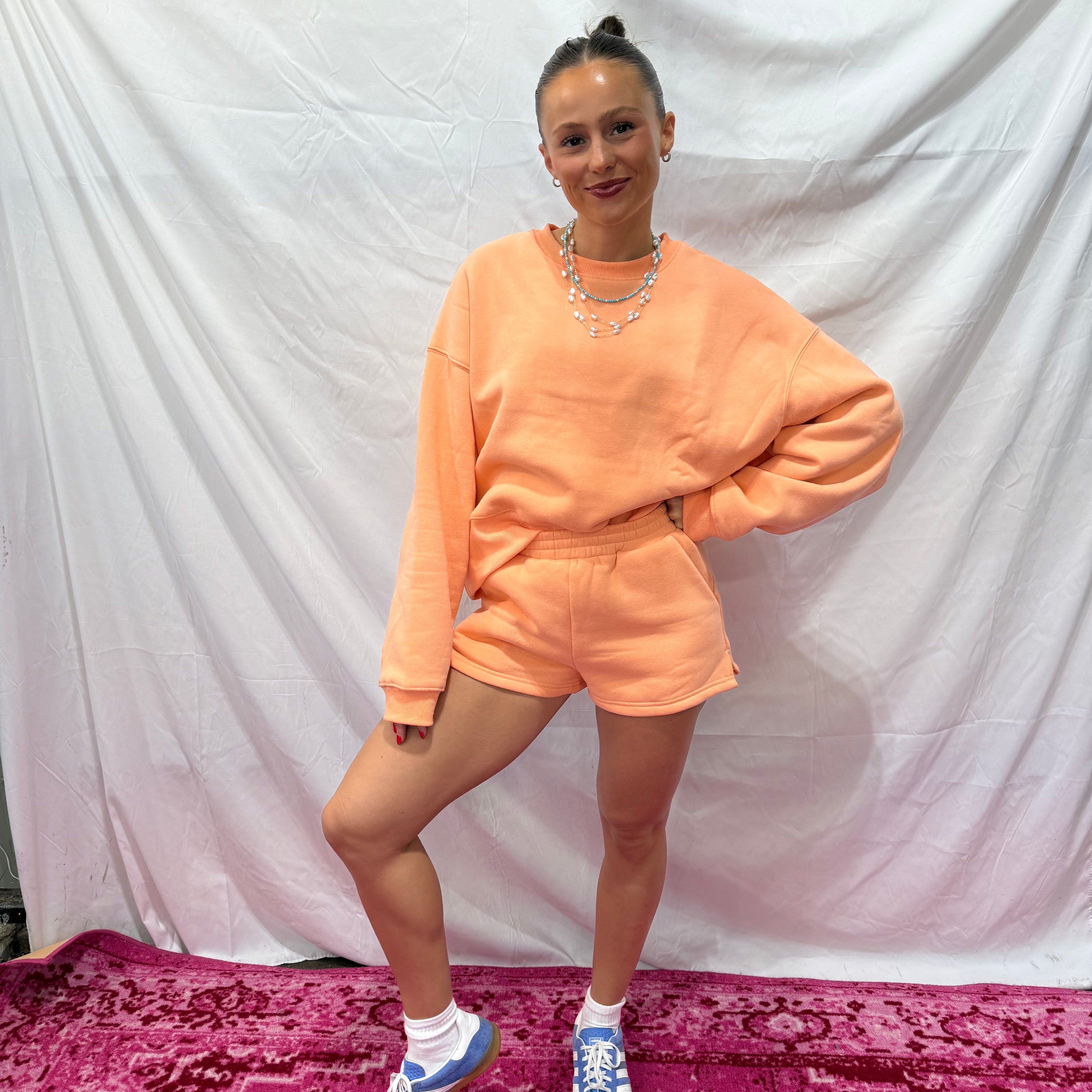 Peach Sweat Shorts Set