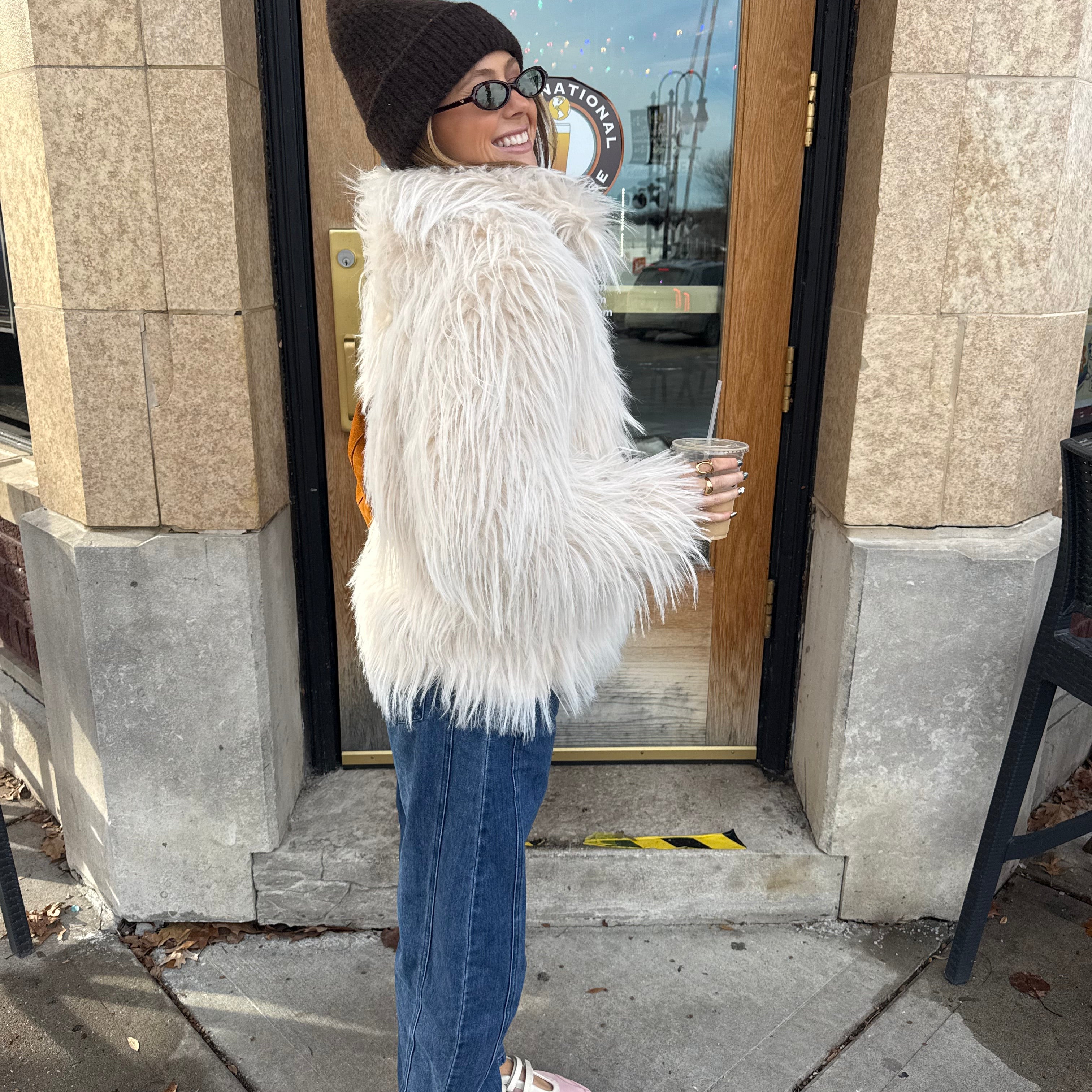 Frosted Cream Fur Coat