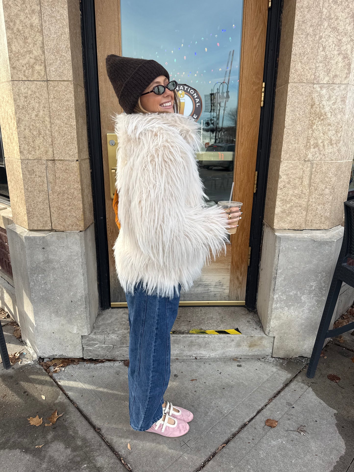 Frosted Cream Fur Coat