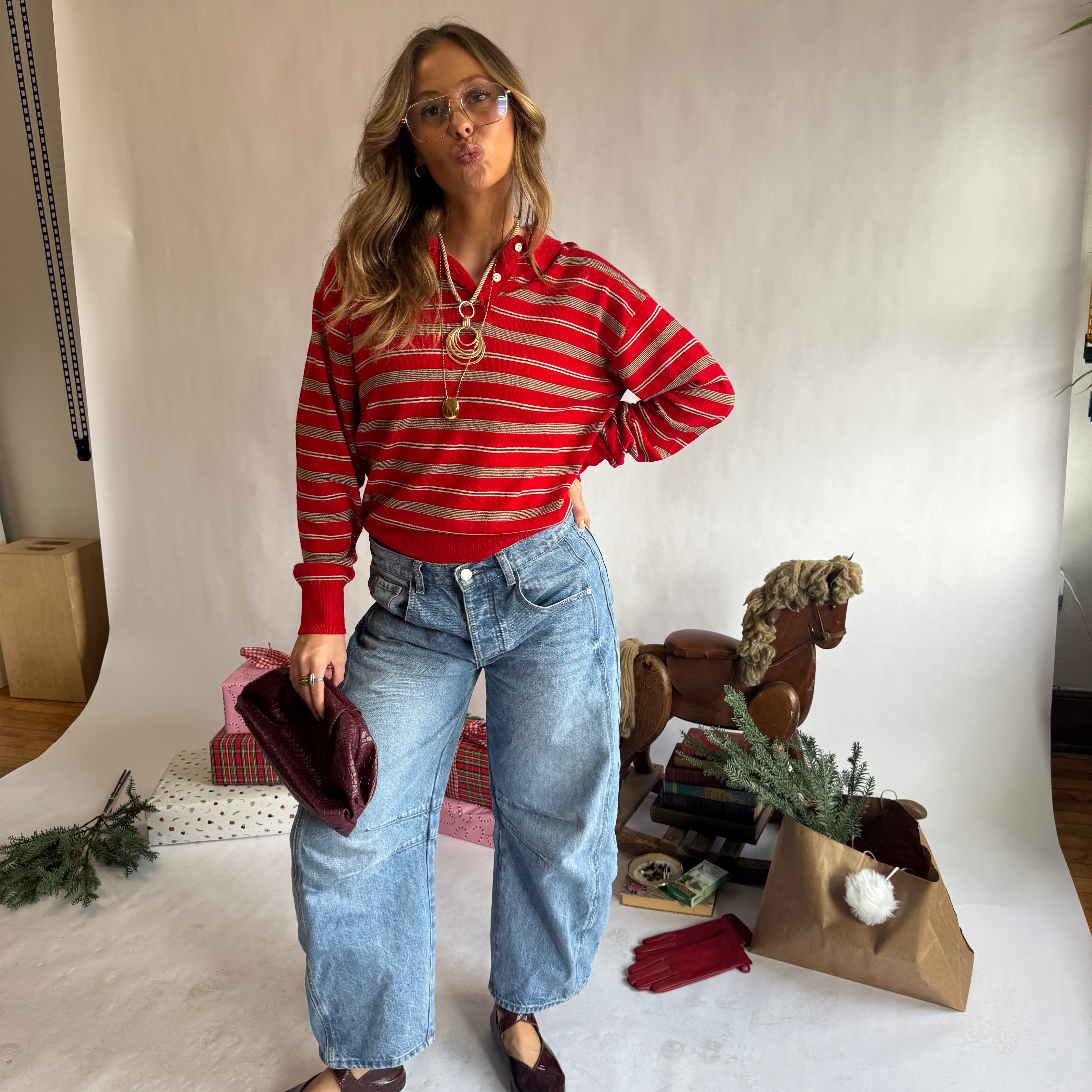 Katherine Striped Polo Sweater