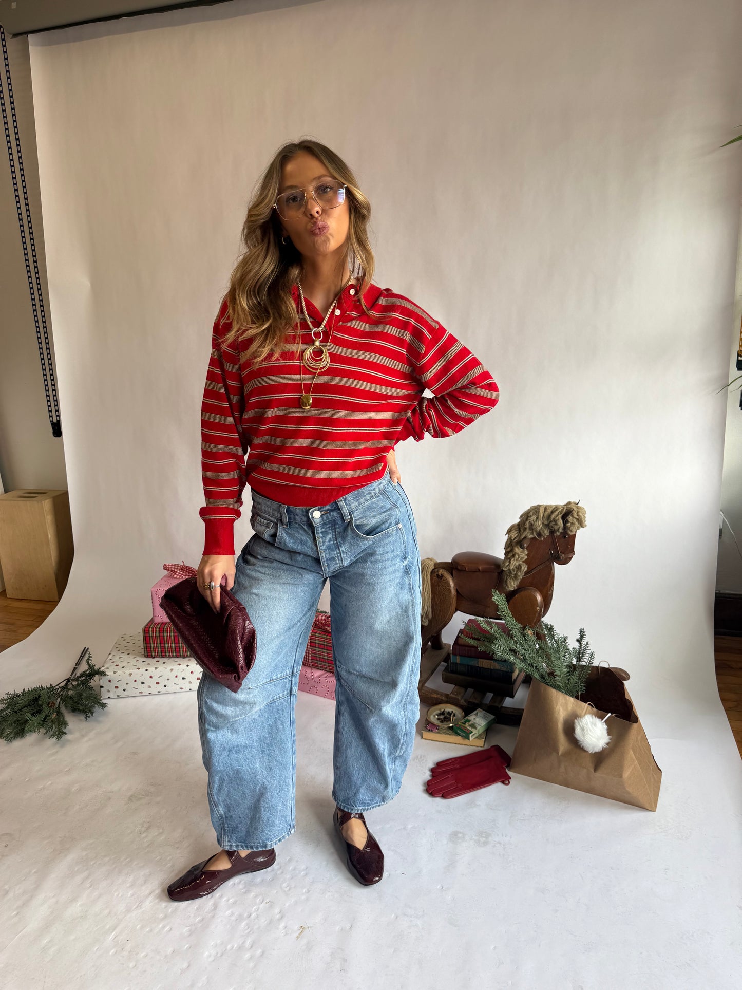 Katherine Striped Polo Sweater